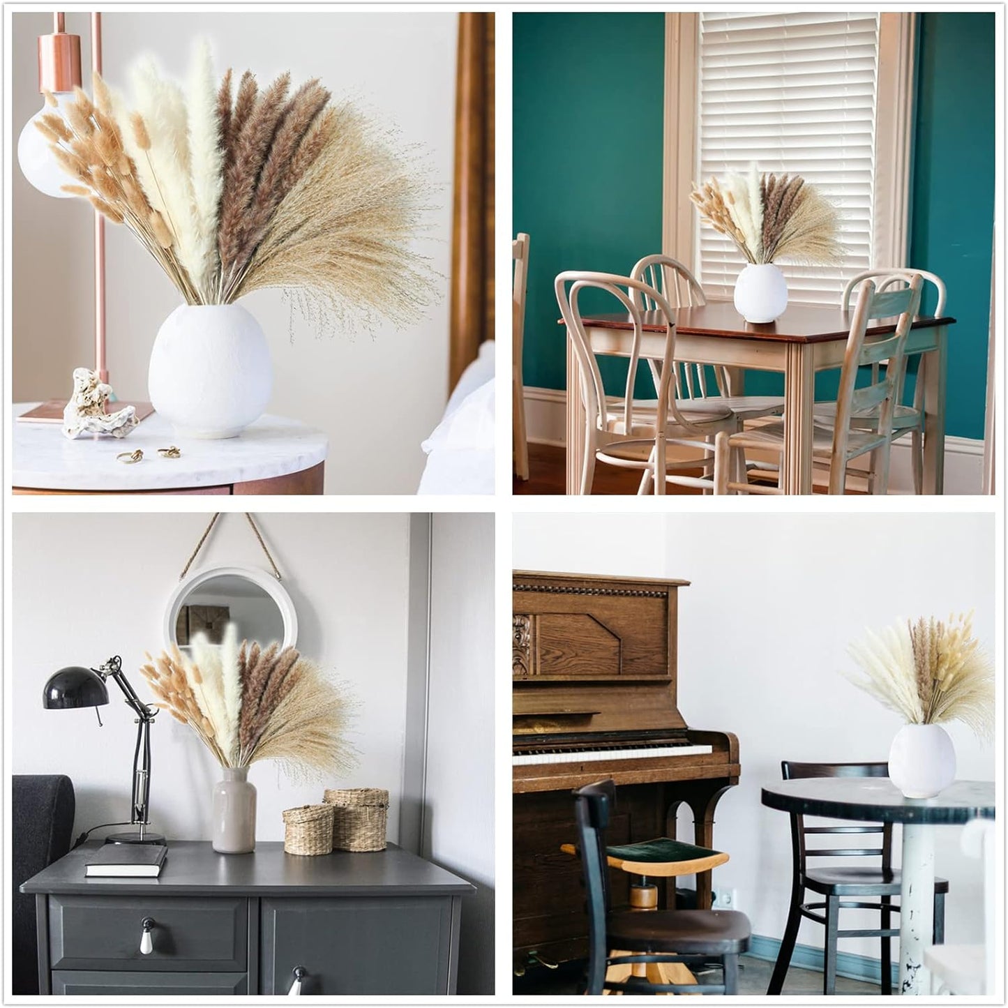 220 PCS Dried Flower Bouquet – Pampas Grass, Floral Decor for Home, Wedding, and Boho Style | Perfect for Vases, Fall, Spring, Summer, and Winter Arrangements