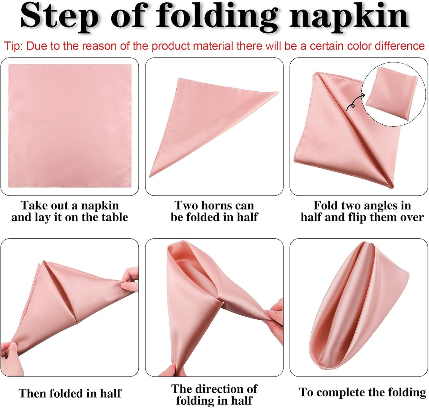 ANECO 12 Pieces Satin Napkins Soft Dinner Napkins Square Table Napkins 17 x 17 Inches for Restaurant Weddings Party Dinner Decoration (Rose Gold)