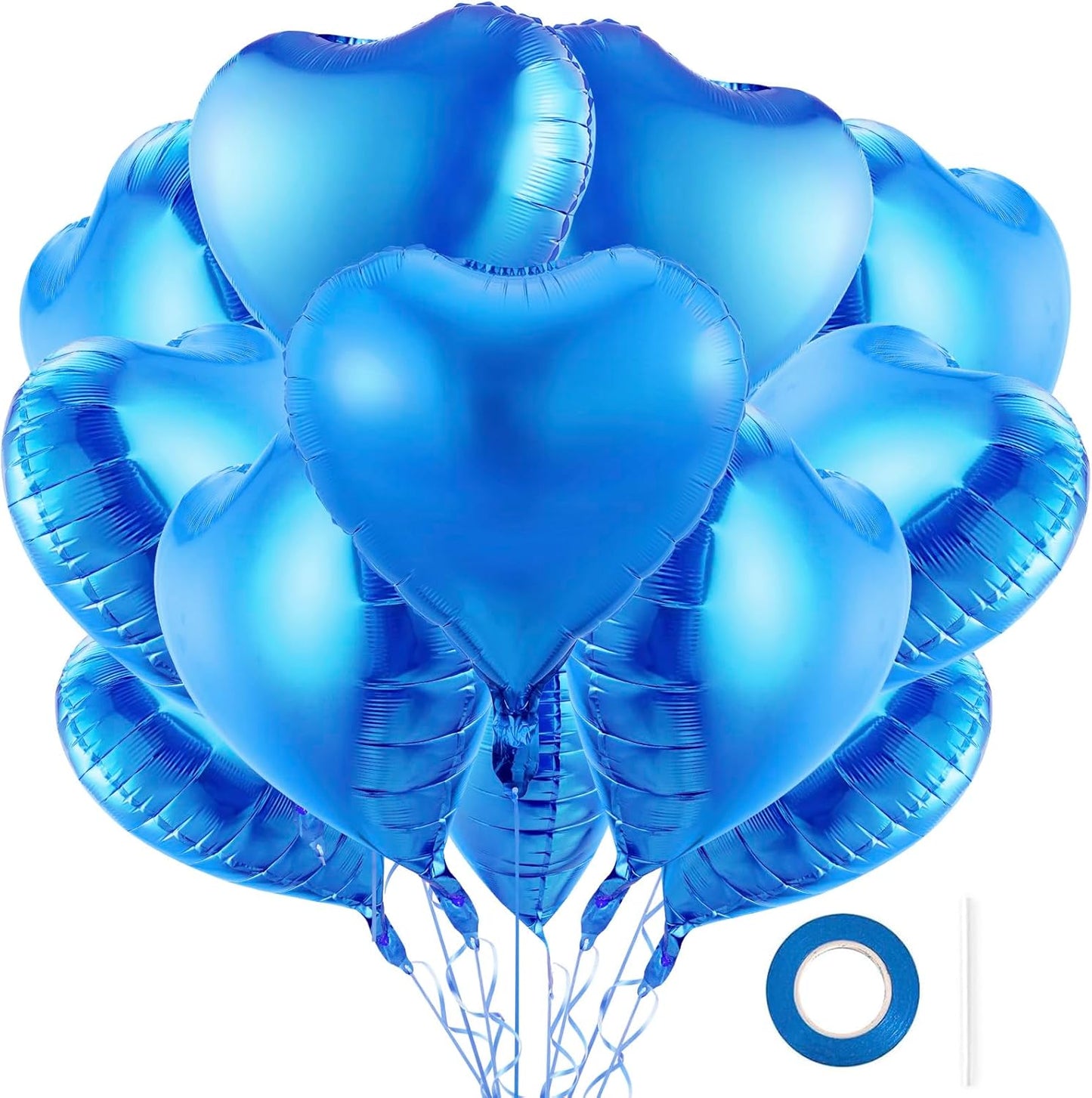 12Pcs Blue Heart Balloons, 18 Inch, Love, Valentine's Day, Wedding