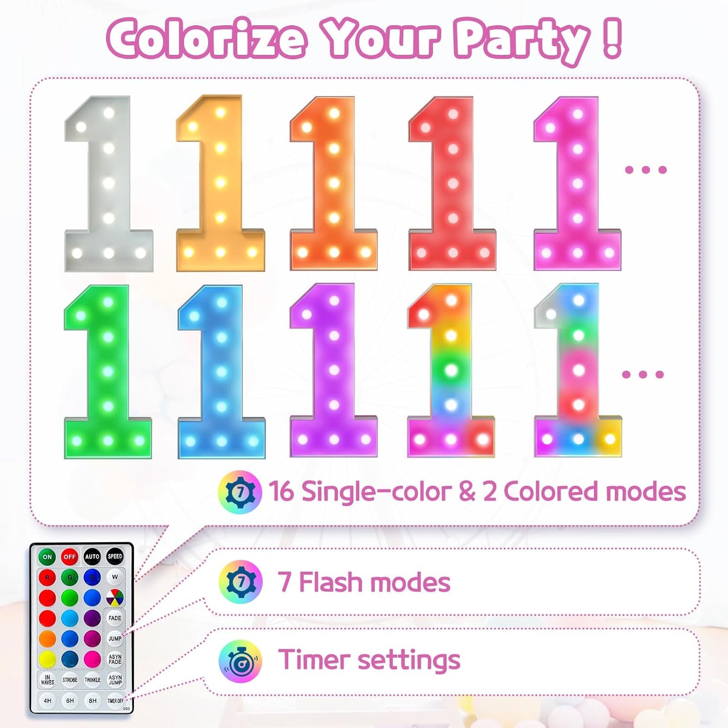 Marquee Numbers 40th-Birthday Decoration: Colorful 3FT Large Light Up 40 Year Old Birthday Decorations Anniversary Backdrop for Boys Girls Cardboard Sign 18 Colors Number 40 Mosaic Balloon Frame