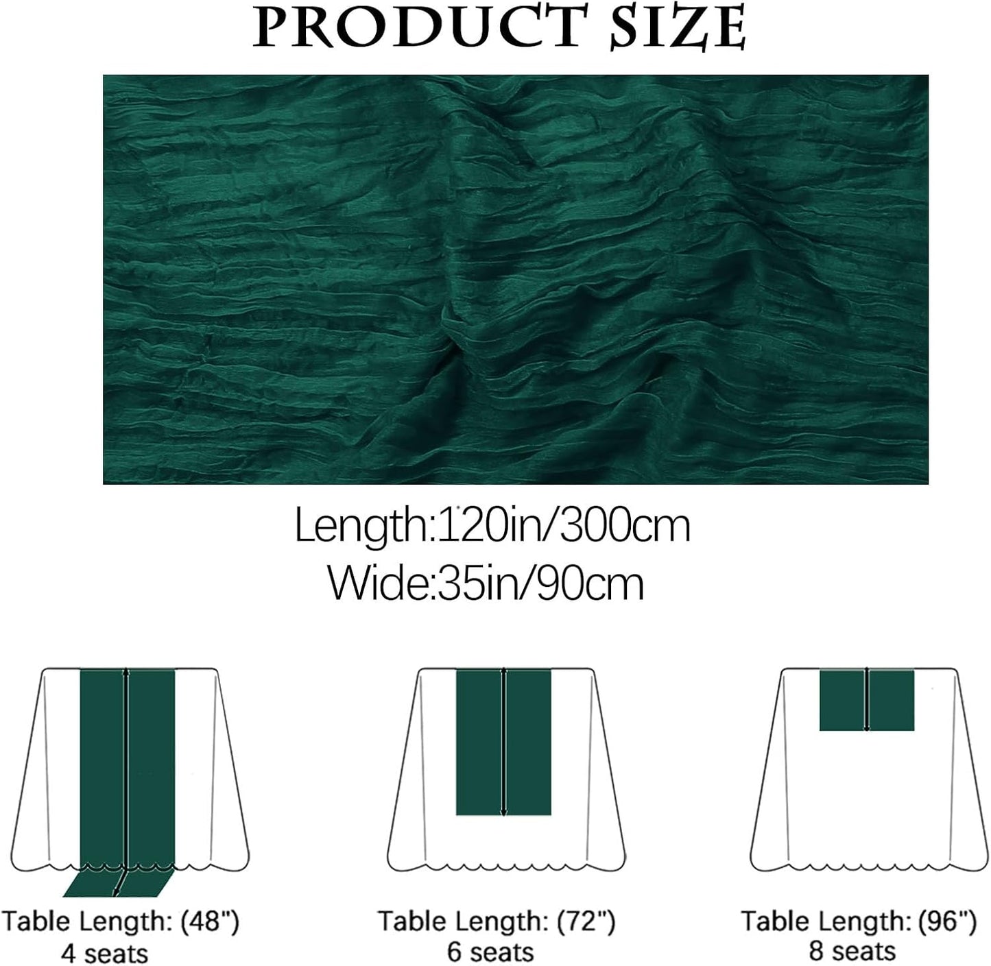 Emerald Green Cheesecloth Table Runner - 10FT x 35Inch Boho Gauze - 16PCS - Rustic Sheer Table Decor for Wedding, Party, Baby, Bridal Shower