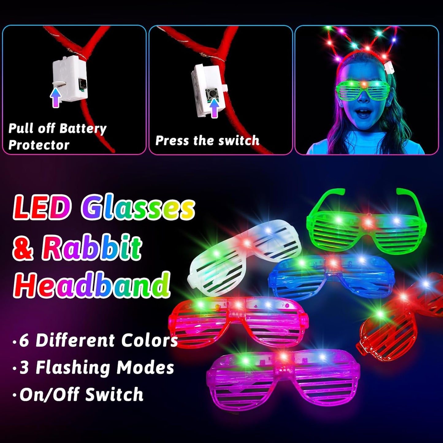 156PCS Glow in The Dark Party Supplies for Kids 8-12, Light Up Glasses Headband Rings Halloween Party Favor Adult, 100 Glow Sticks Bulk Party Pack DIY Necklaces Bracelets Neon Camping Pool Decorations