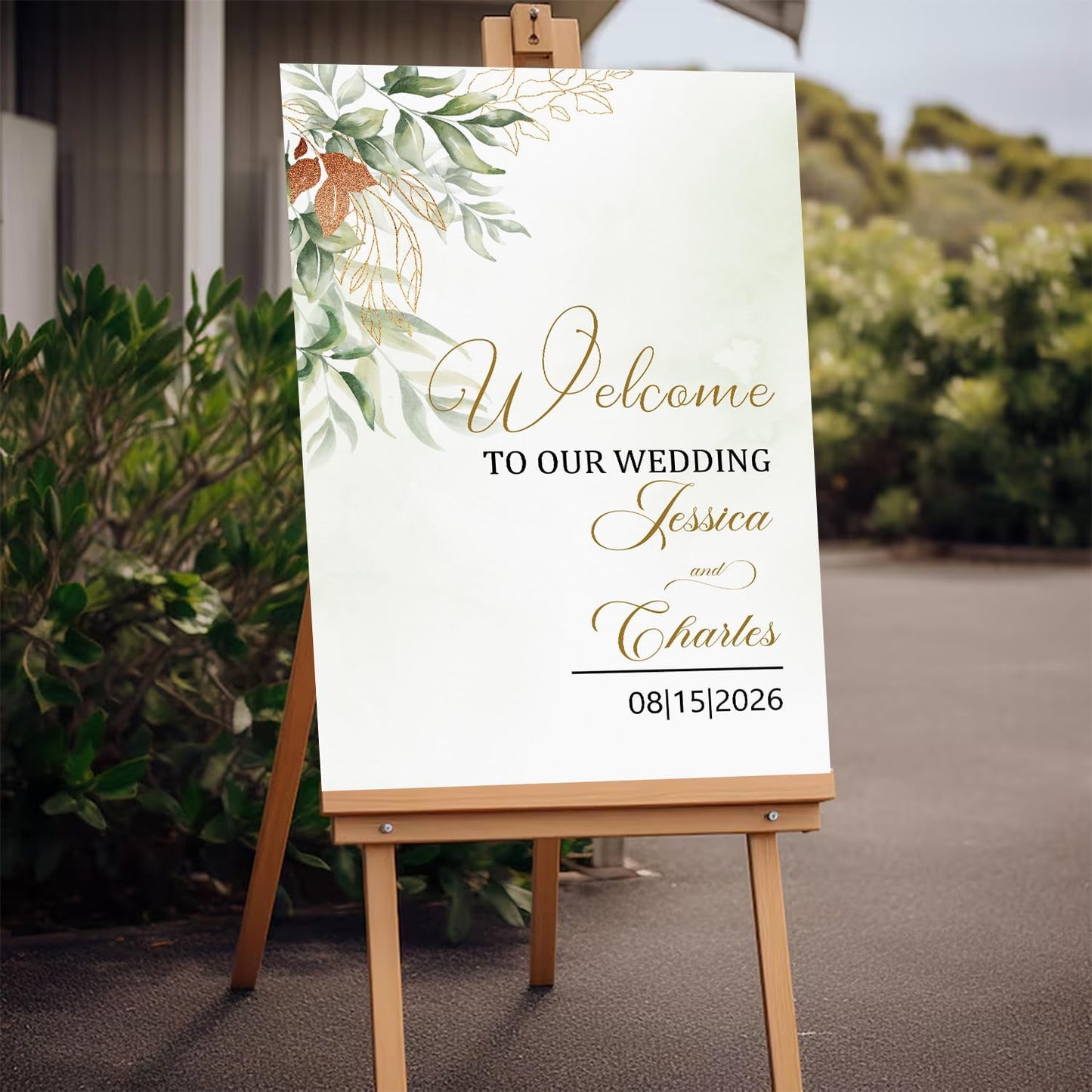 Eucalyptus Wedding Welcome Sign Template, Greenery and Gold Printable Sign for Reception, Custom Wedding Board