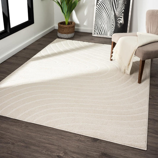 LUXE WEAVERS Modern Geometric Wave Cream 8x10 Area Rug