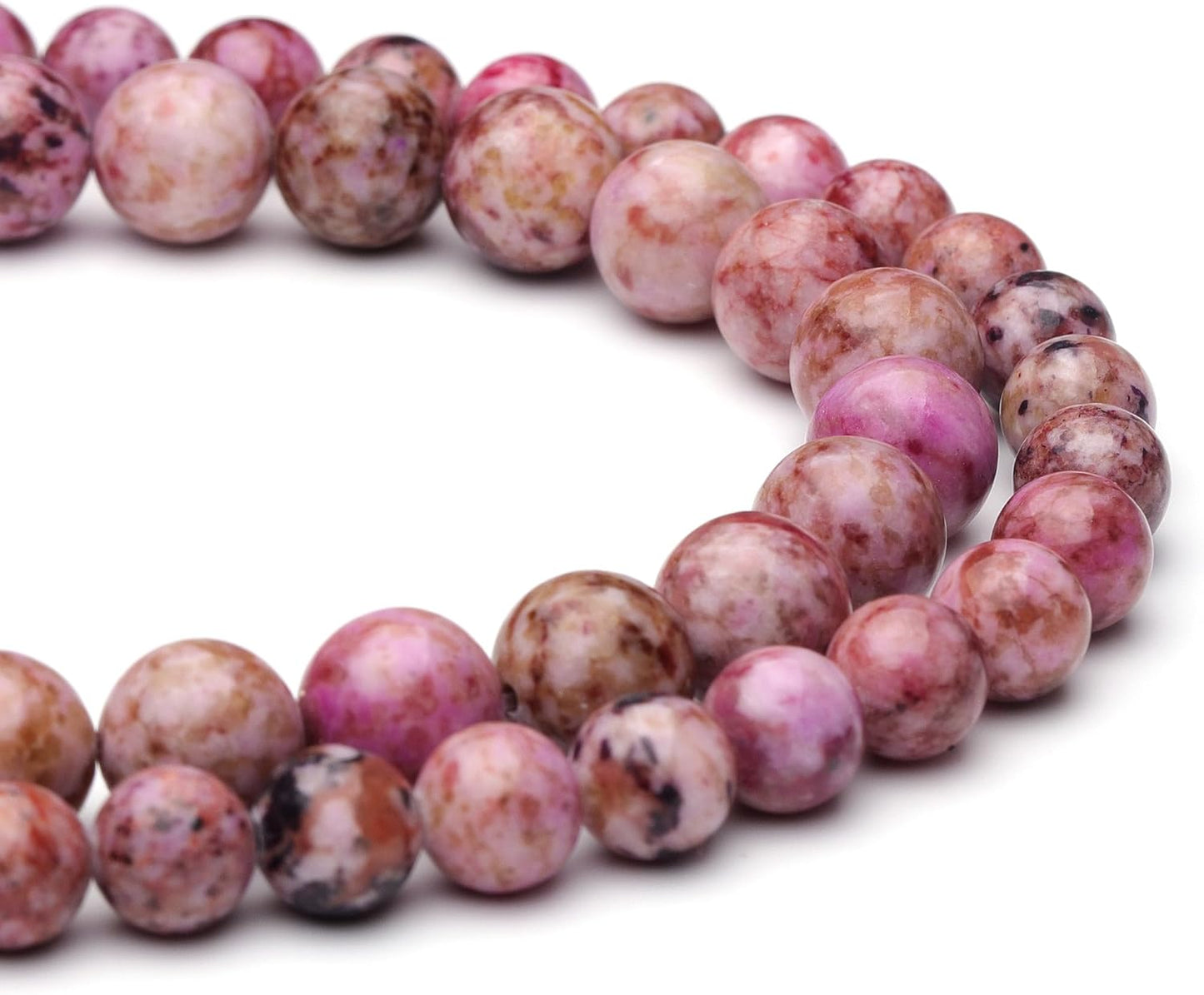 10mm Natural Stone Beads for Jewelry Making,Pink Imperial Turquoise Polished Smooth Round Gemstone Beads for Bracelet Necklace 15 Inch