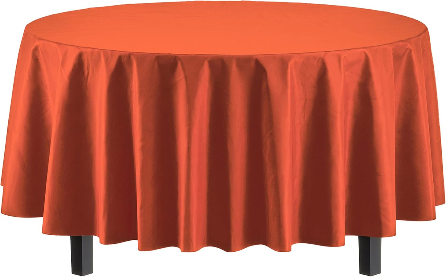 Exquisite 12-Pack Premium Plastic 84-Inch Round Tablecloth, Orange