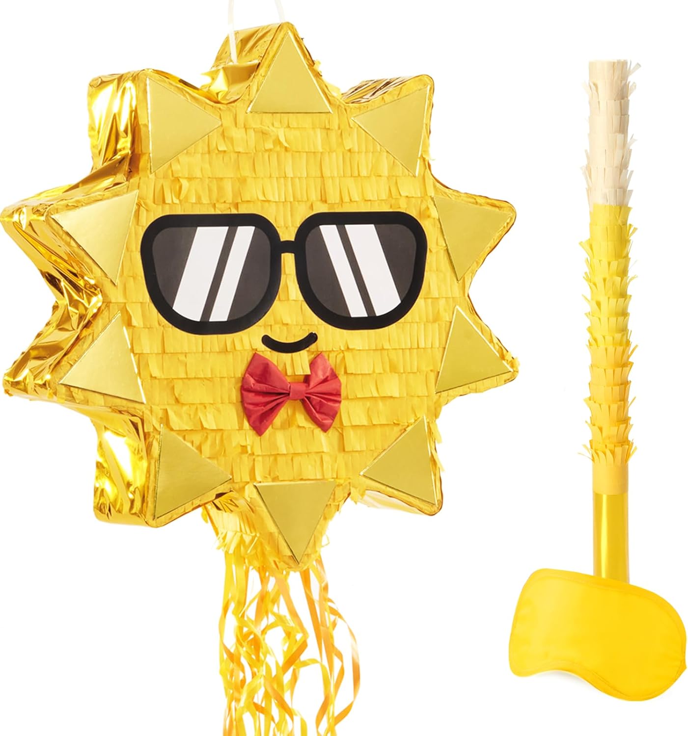 WERNNSAI Sun Pinata-Sunshine Party Decorations pull string Sun Pinata with Blindfold and Bat for Girls Kids Sun Brithday Baby Shower Summer Party Game Supplies