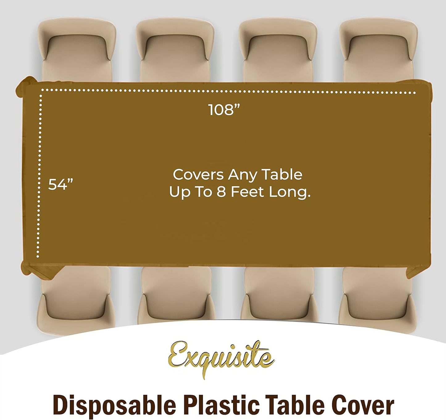 Party Solids Pack Of 12 Premium Plastic Tablecloth 54 Inch x 108 Inch Rectangle Table Cover - Gold