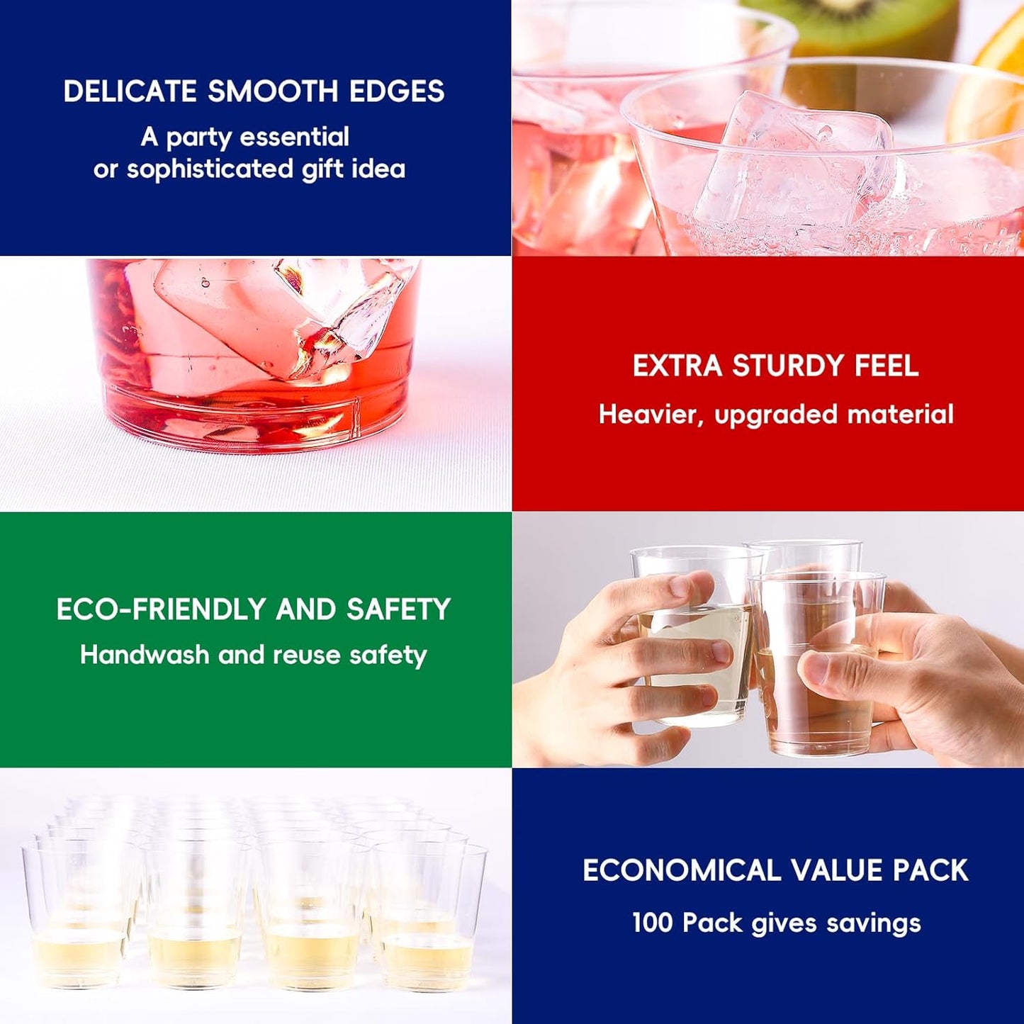 JOLLY CHEF 12 oz Clear Plastic Cups, 100 Pack Heavy-duty Party Glasses, Disposable Plastic Cups for Halloween,Thanksgiving Day, Christmas Party