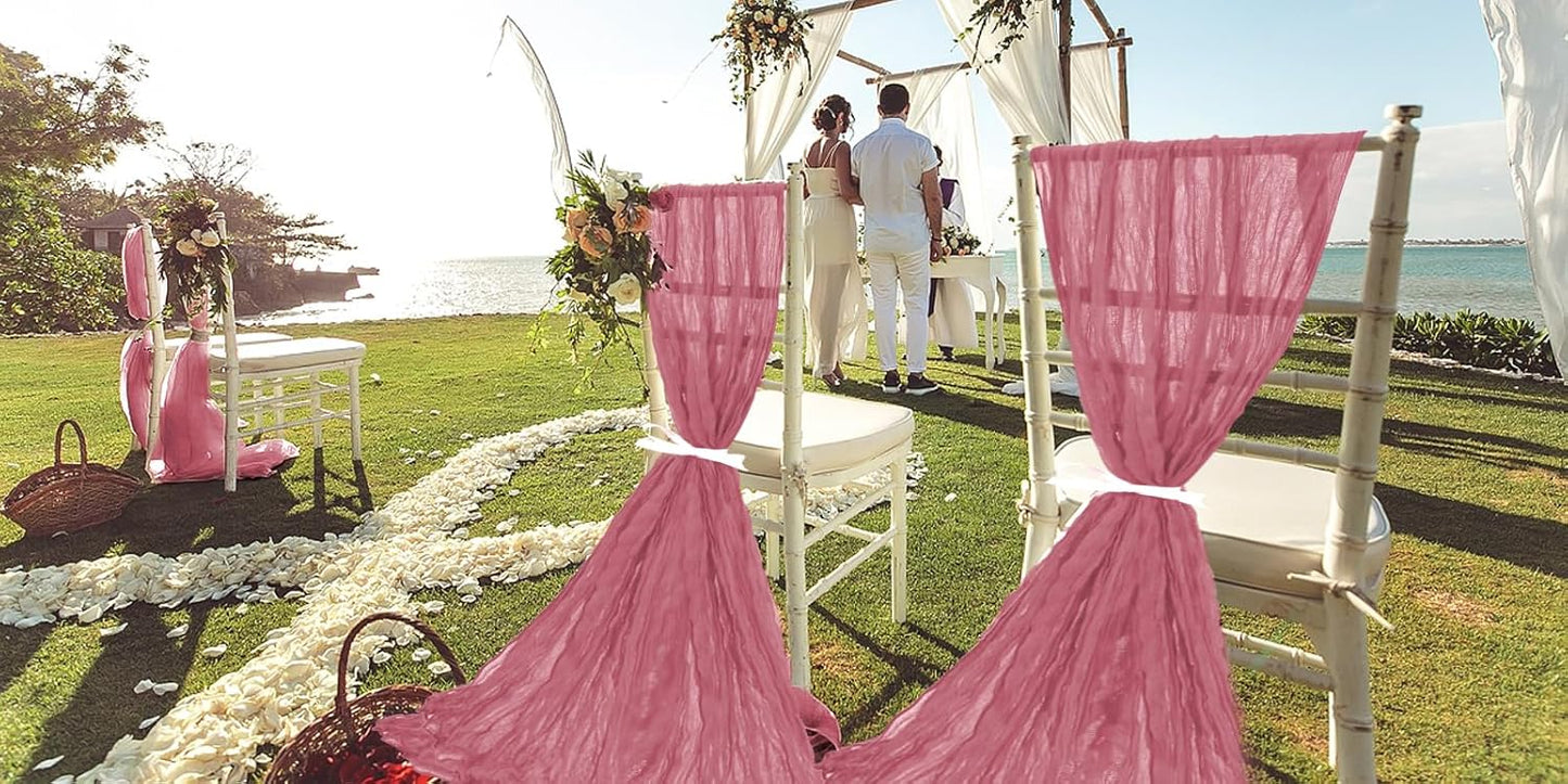 50 PCS Cheesecloth Chair Sashes, Bows Designed ChairSashes, 15.7x70 inch Chair Sashes for Aisle Decorations Universal Chairs Cover Decoration for Wedding Reception Party Banquet (Dusty Rose)