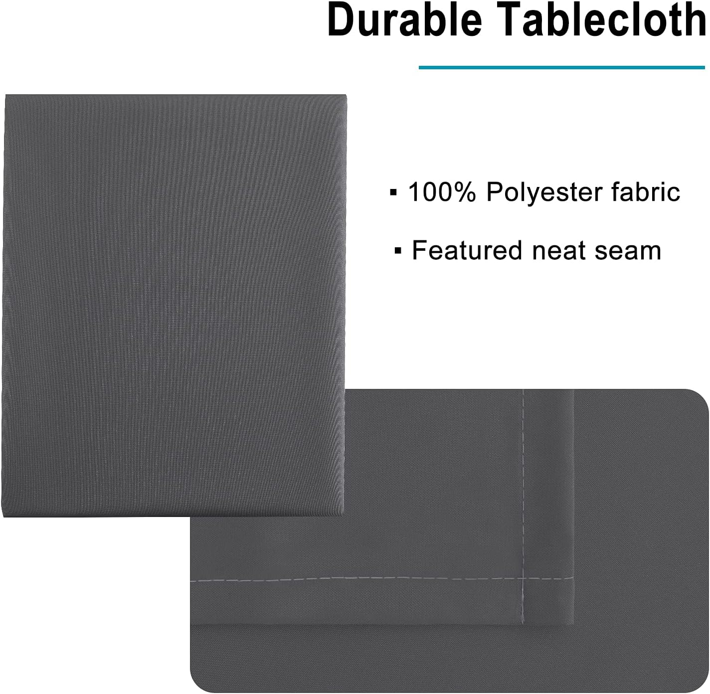 Hiasan Rectangle Tablecloth Grey - Wrinkle Resistant and Waterproof Washable Polyester Fabric Table Cloth for Dining Party and Outdoor Use, 54 x 80 Inch