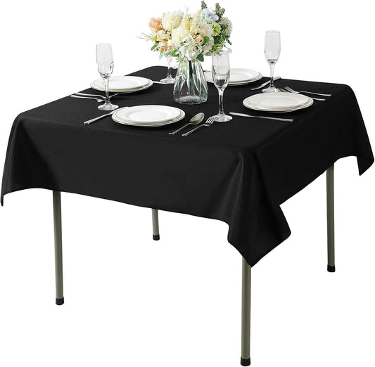 Cupuamon Square Tablecloth 70x70 inch Washable Polyester Fabric Table Cloth for Wedding Party Dining Banquet Decoration（70x70,Black）