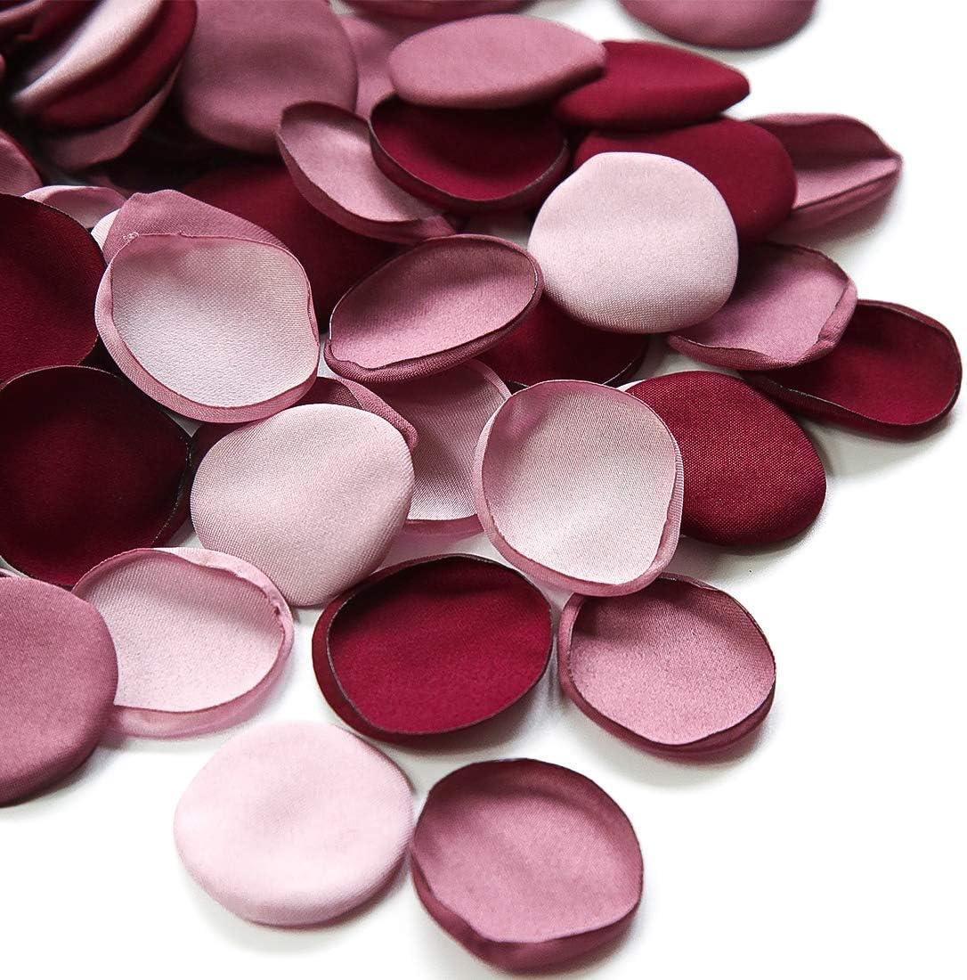 Floroom 500pcs Rose Petals Burgundy Maroon Mauve Faux Silk Flower Petals for Wedding Flower Girl Basket Aisle Scatter Table Centerpieces Party Confetti Bridal Shower Romantic Night Decoration