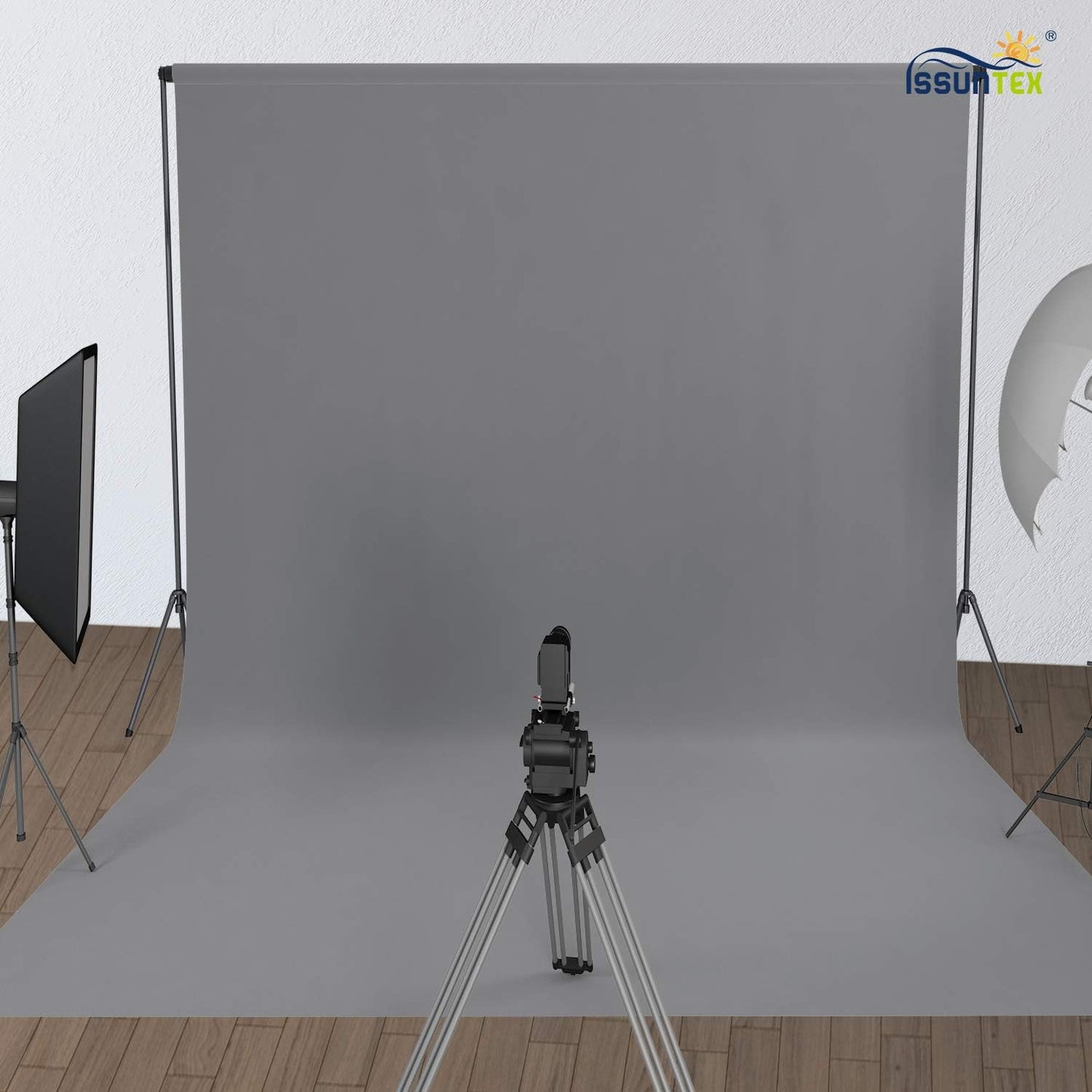 ISSUNTEX 10X12 ft Background Muslin Backdrop, Photo Studio, Collapsible High Density Screen for Video Photography and Television-Gray