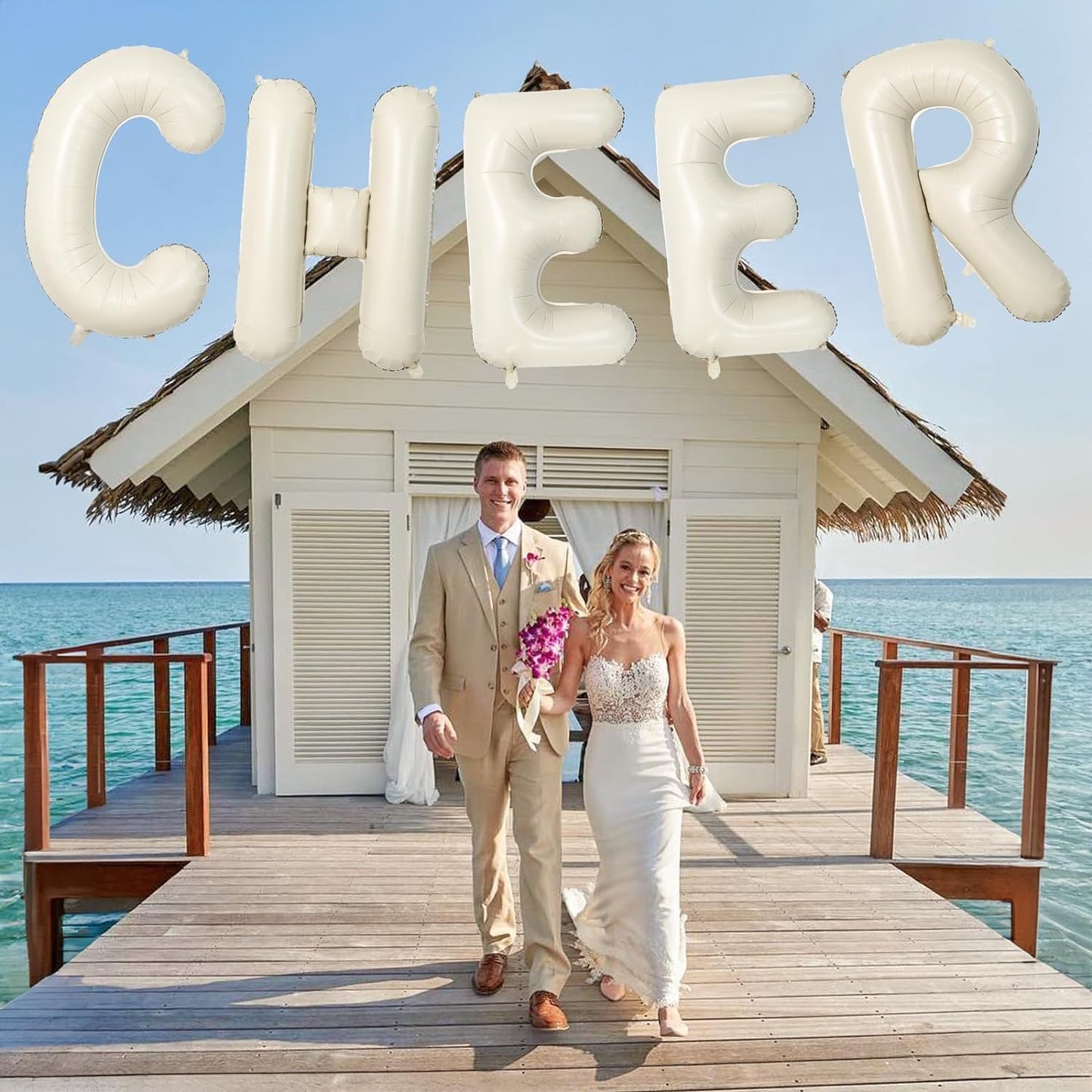 Big Letters Balloon U, 40 Inch Cream White Sand Helium Mylar Alphabet for Customizing Name, Self Inflating Beige Foil Custom Letter for Girls Birthday Party Baby Shower Decoration