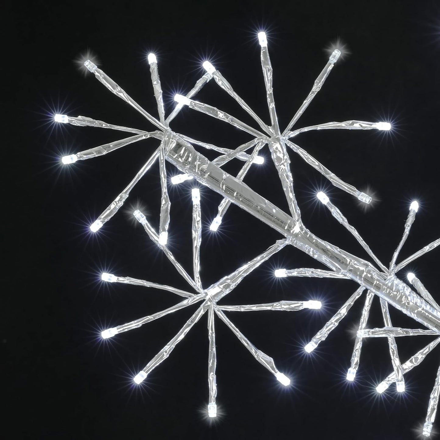 30’’ Christmas Snowflake Lights Outdoor, Pre-lit 240Pcs Cool White LEDs Hanging Silver Snowflake Decoration for Home Indoor Outdoor Window Silhouette