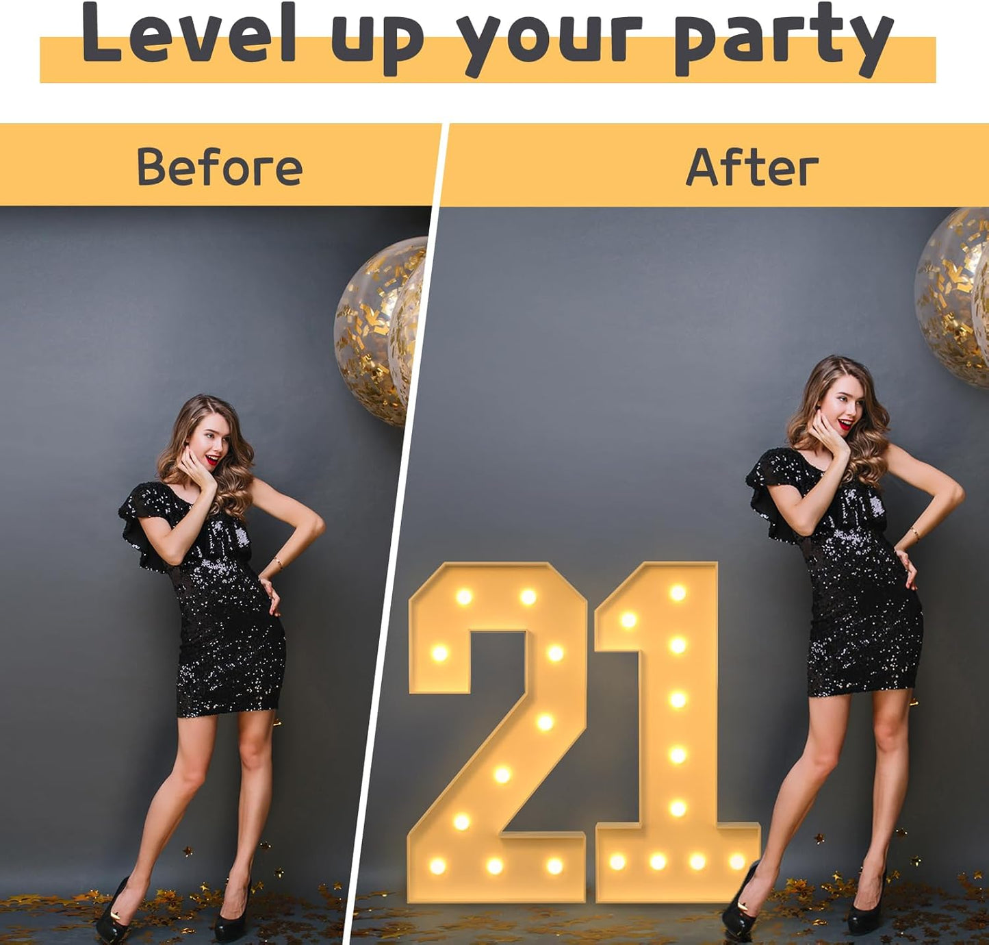 imprsv 4FT Marquee Numbers, DIY Light Up Numbers for 1st Birthday Decorations, Party Decor, Anniversary Party Decor, Pre-Cut Foam Board Kit