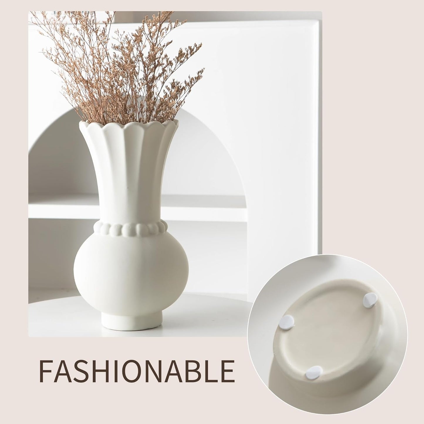 Modern Ceramic Vase - Grey, Perfect for Pampas Grass, Dried Flowers, Centerpieces