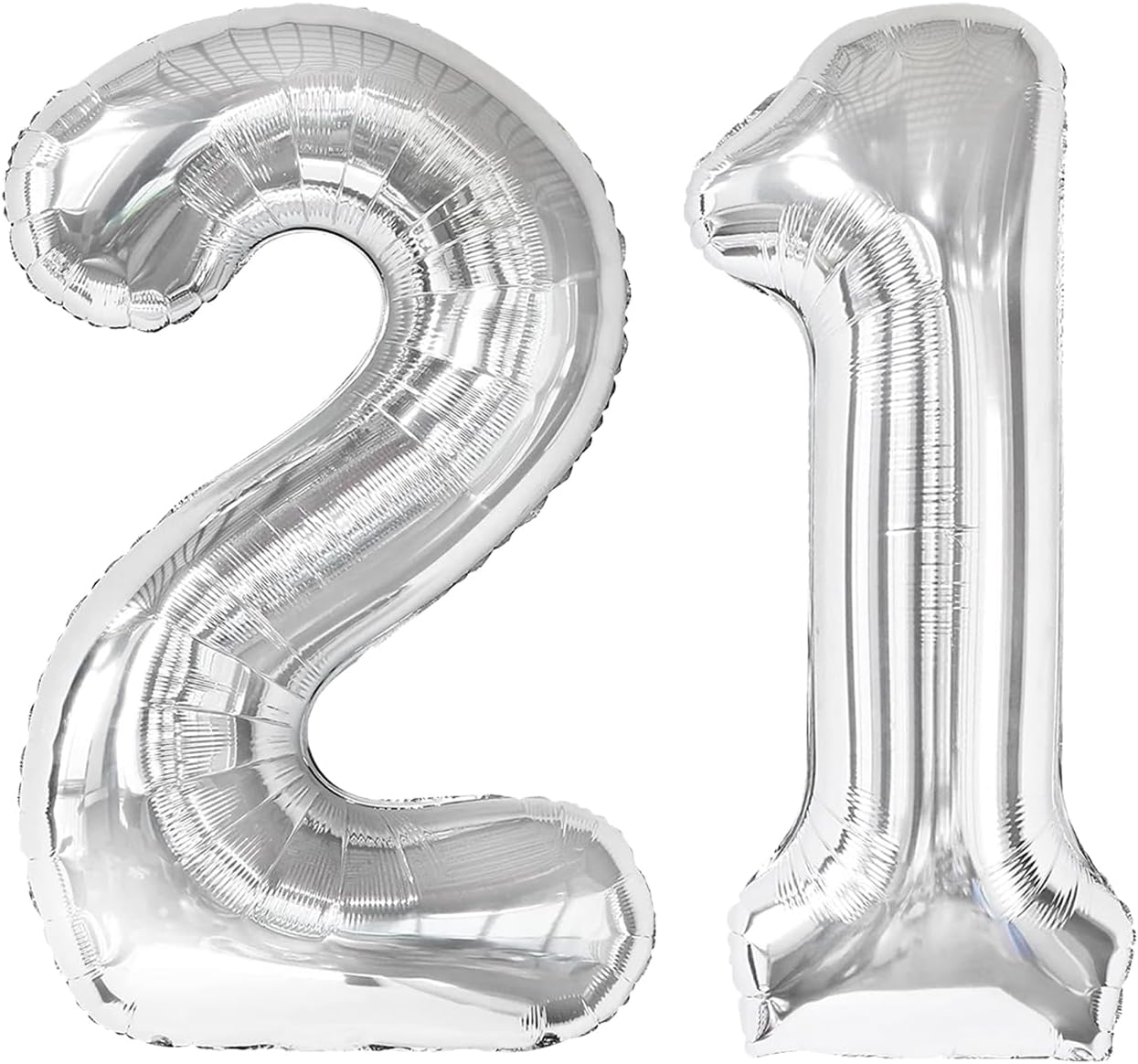 Silver Number 21 Balloon 40 inch, 12 21 Number Birthday Balloon for Boy Girl, Silver 21 for 21 12 Birthday Party, Anniversary Celebration Number Balloons