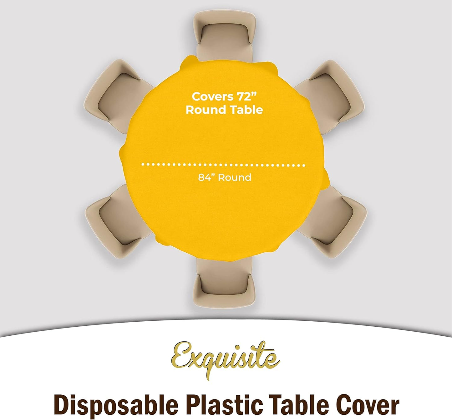 12-Pack Premium Plastic Tablecloth 84in. Round Table Cover - Yellow