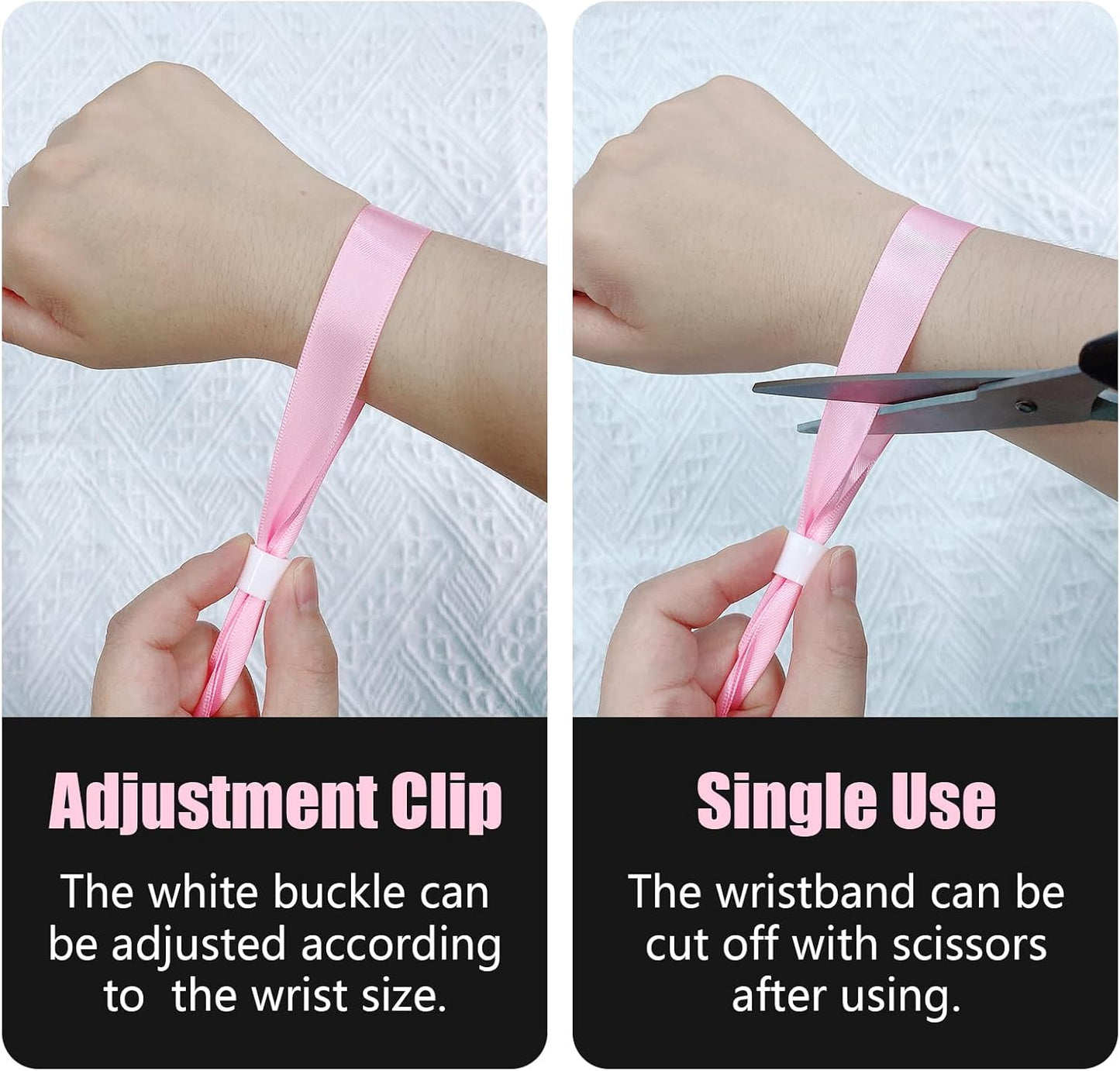 Green-Power America 100 Pcs Cloth Event Wristbands, Event Wristbands, Colored Wrist Bands for Events, for Lightweight Concert Wrist Strap for Activities, Party Bracelets for Events (Color : Pink)