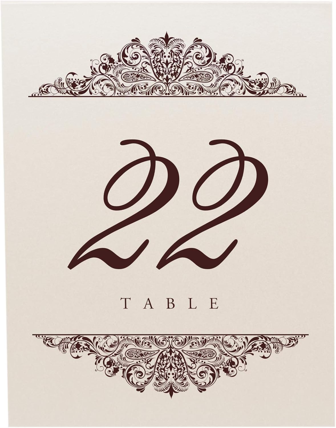 Paisley Wedding Table Numbers (Select Color/Quantity), Champagne, Chocolate, 1-110, Double Sided, Tent or Use in a Stand, Great for Parties & Restaurants - Made in the USA