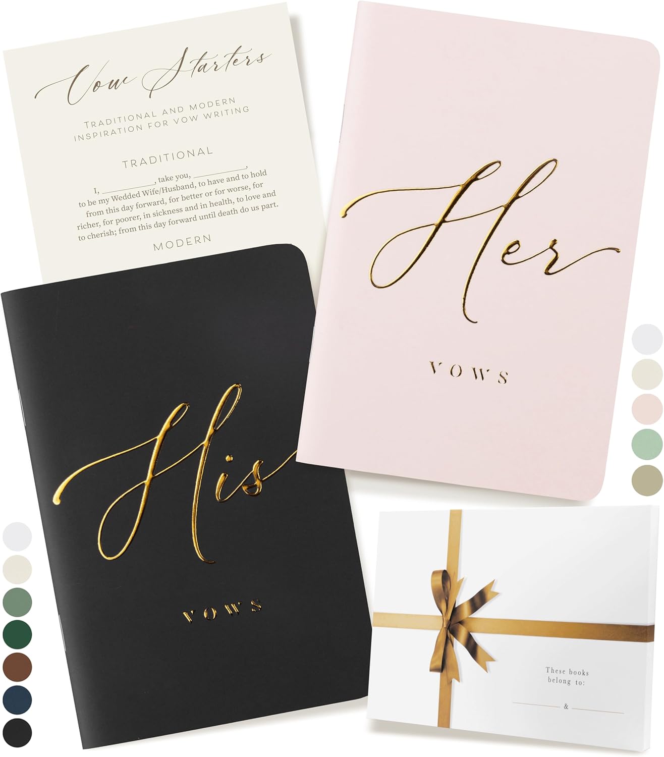 ARTESORI Wedding Vow Book for Her & Him, Soft Touch, Gold Engraving, 28 Lined Pages, Wedding Vow Books His and Hers, Wedding Essentials, Wedding Registry Gifts, His and Hers Gifts [Blush & Black]