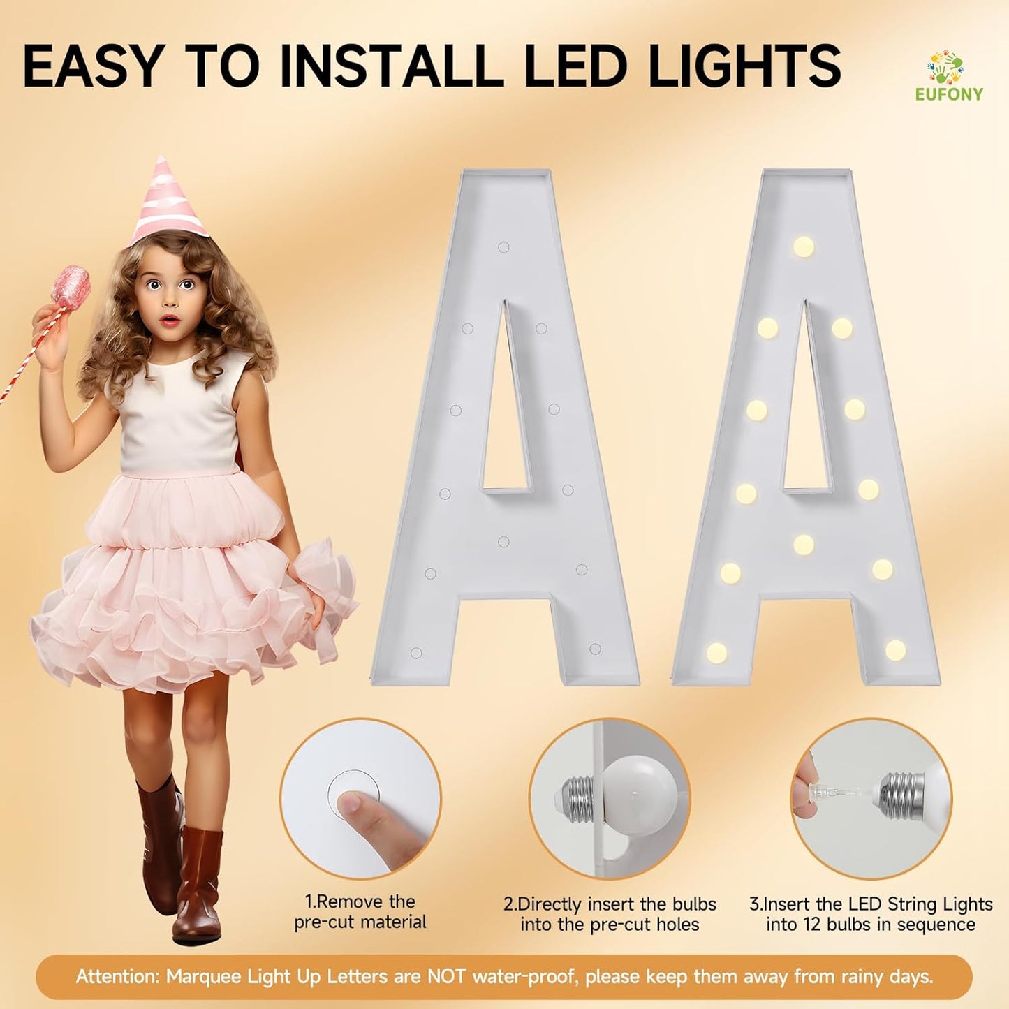 eufony Marquee Letters 4 Feet Tall, 4 FT Marquee Light Up Letters, Giant Light Up Letters 4FT for Birthday Party Baby Shower Gender Reveal Graduation Decorations, Letter K with LED Lights DIY Kit