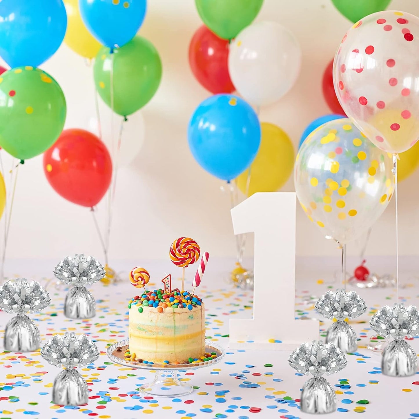 36 Pcs Metallic Balloon Weights Set Heavy Solid Metallic Anchor Balloon Holder Weights for Balloons Table Centerpiece DIY Decor for Birthday Party Favors Wedding 2.5 x 5 Inch(Silver)