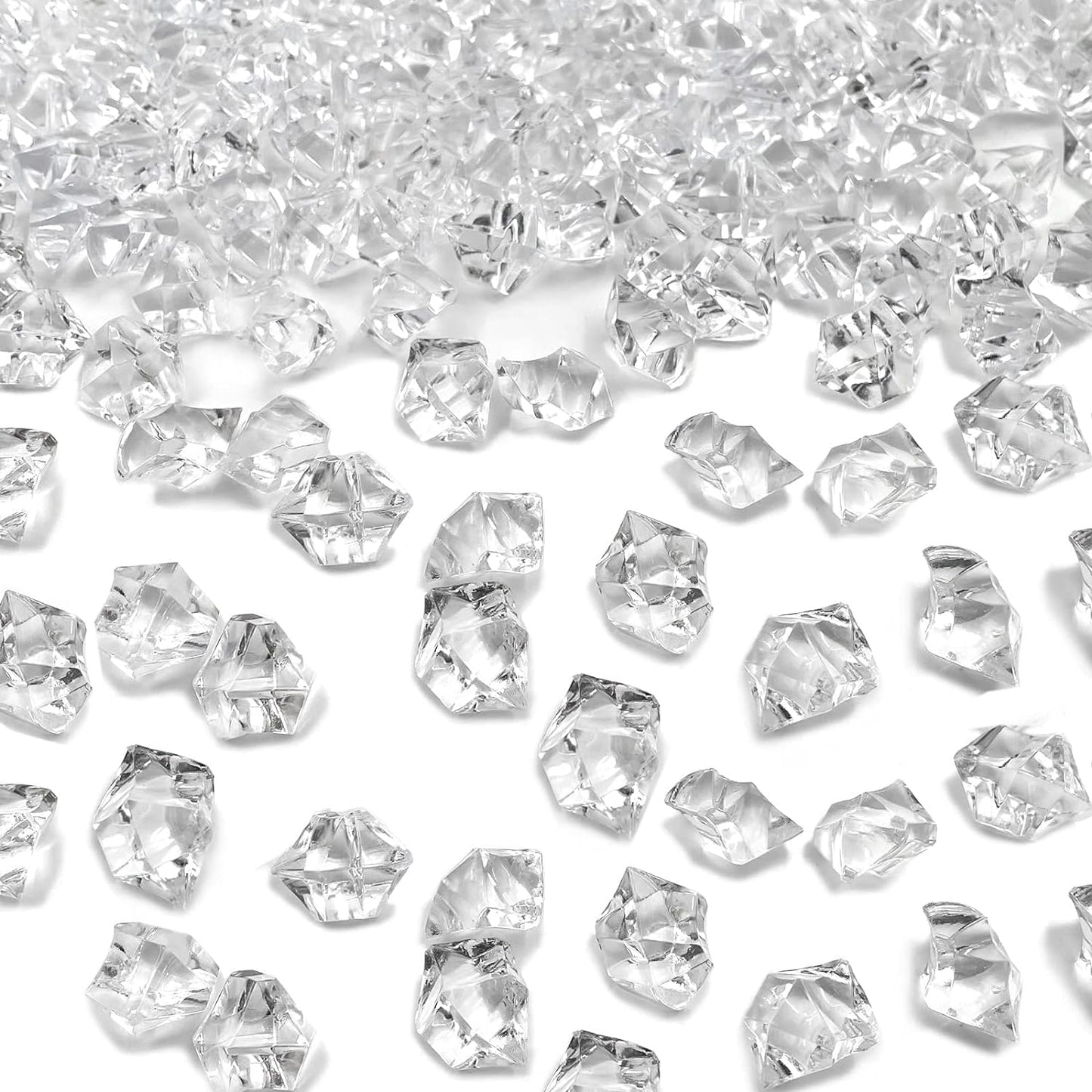 Fake Ice Cubes, 1000 Pcs Acrylic Ice Rocks for Centerpieces, 11 * 14 mm Artificial Ice Table Scatter, Fake Crushed Ice Acrylic Vase Fillers Christmas Decorations