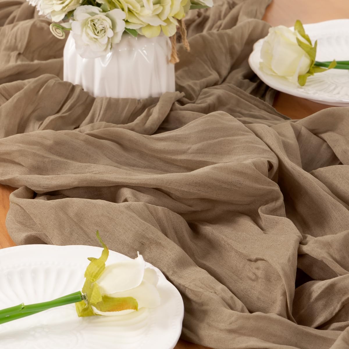 Nude Table Runner Cheesecloth Table Runner 14FT Farmhouse Table Runners 160 Inches Fall Table Decor Dining Room Centerpiece Wedding Boho Baby Shower Birthday