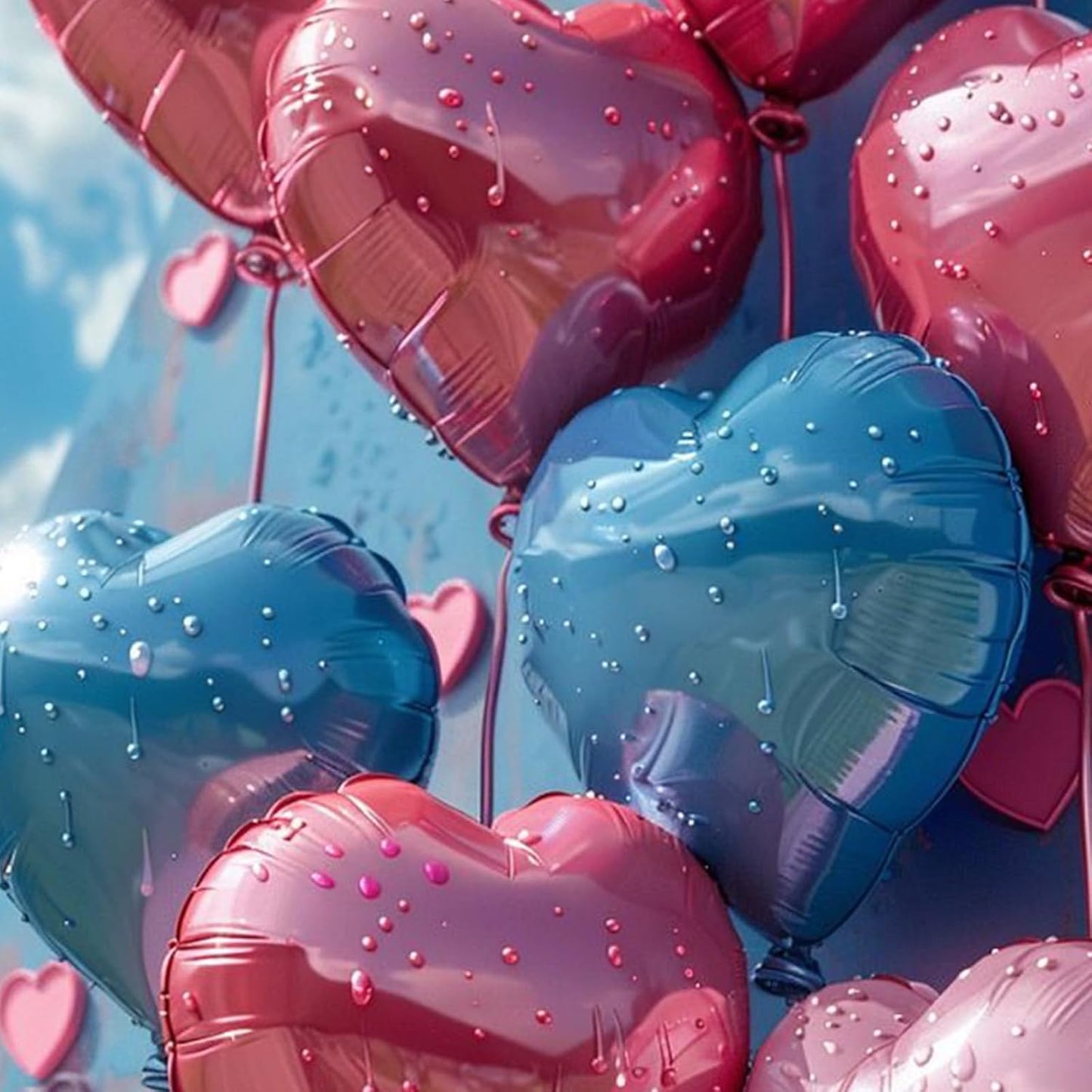 Pink Blue Heart Balloons, 18 Inch Baby Pink and Blue Heart Shape Balloon, 12PCS Large Light Blue Pink Helium Foil Heart Romantic Balloon for Baby Gender Reveal Birthday Wedding Party Decorations