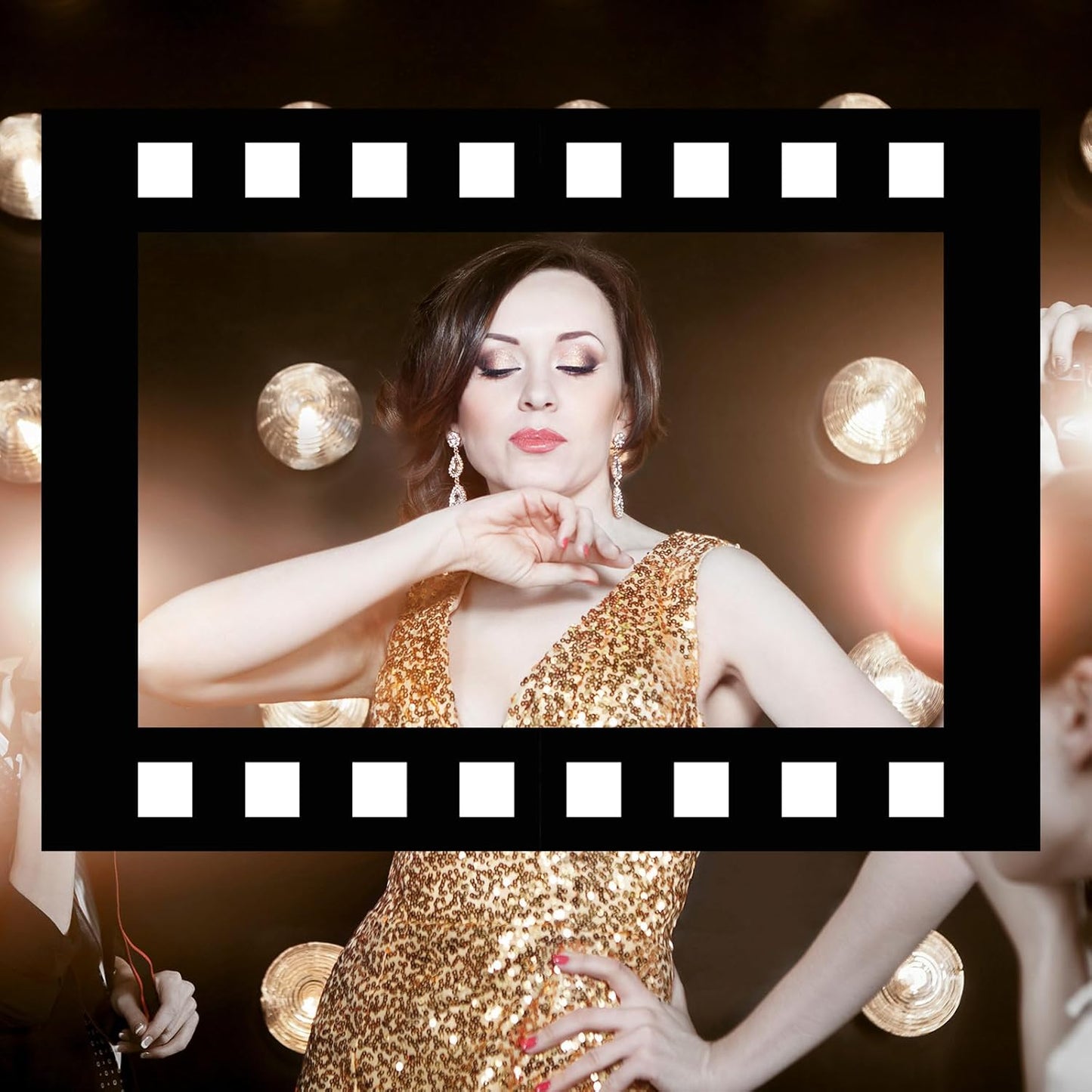 Upgraded 32 x 24 Inch Large Photo Booth Props Picture Frame Vintage Photo Frame Friends Selfie Props for Wedding Mexico Birthday Bachelorette Graduation Party Supplies (Filmstrip Style)