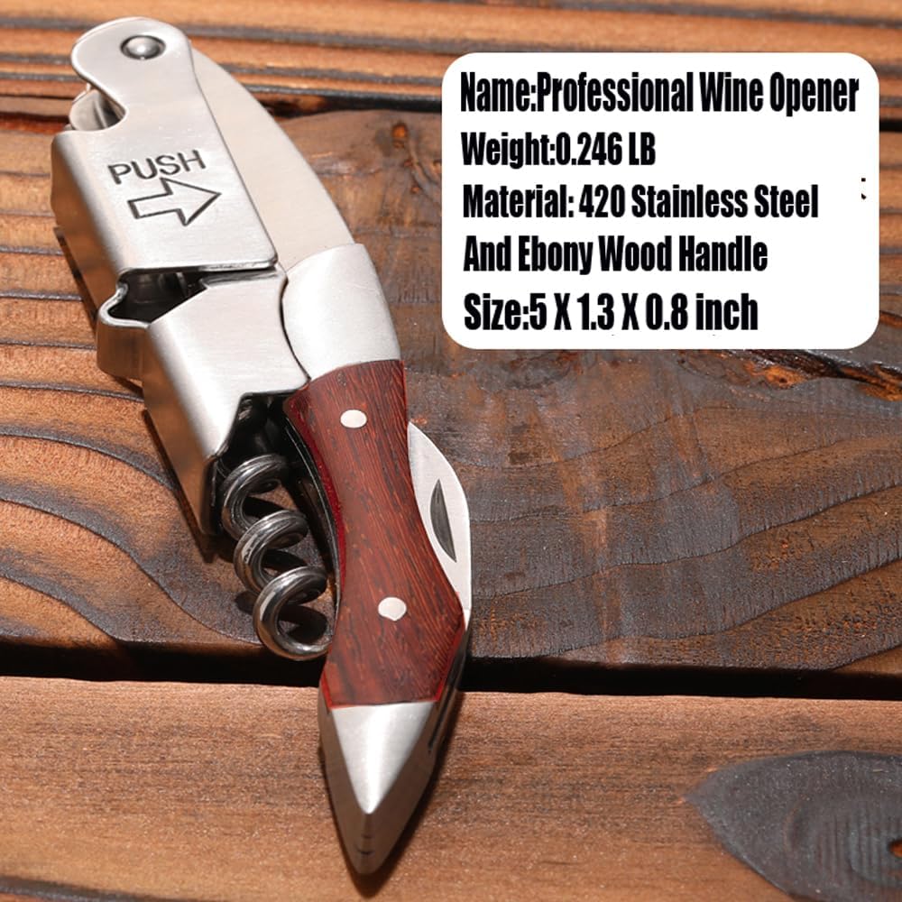 Professional Waiter Corkscrew Wine Key for Bartenders Set of 3,With Long Rosewood Handle Stainless Steel Handle Wine Opener for Bar Restaurant Waiters, Sommelier, Bartend (Rose Wood 3 Packs)