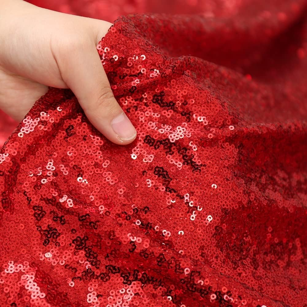 Poise3EHome Red Sequin Backdrop,8FT x 10FT Sequin Photography Backdrop Curtain for Party Decoration, Red
