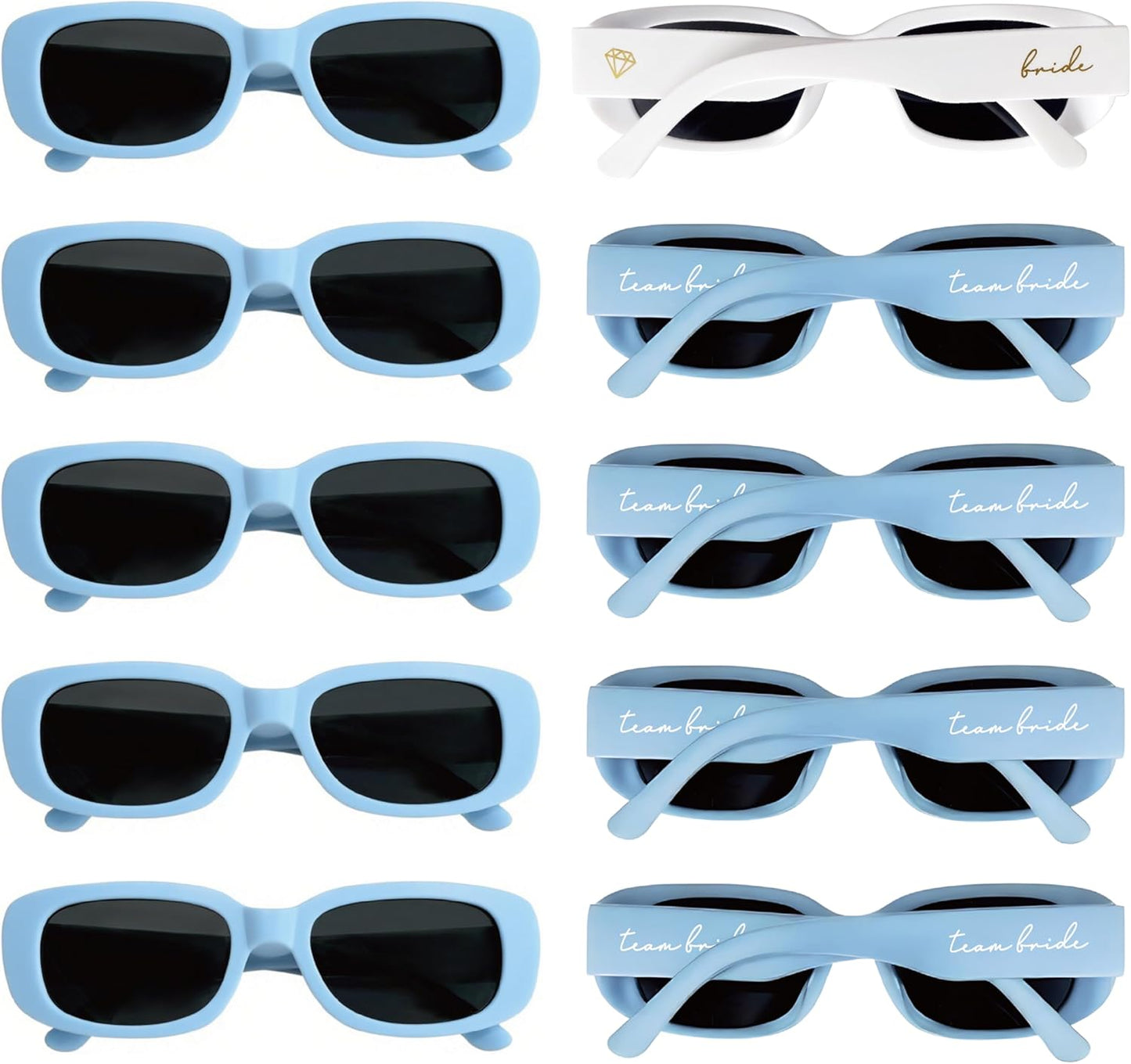 Bride Squad Bachelorette Party Favors 10 Pcs Team Bride Sunglasses Retro Rectangle Bridesmaid Gifts Sunglasses