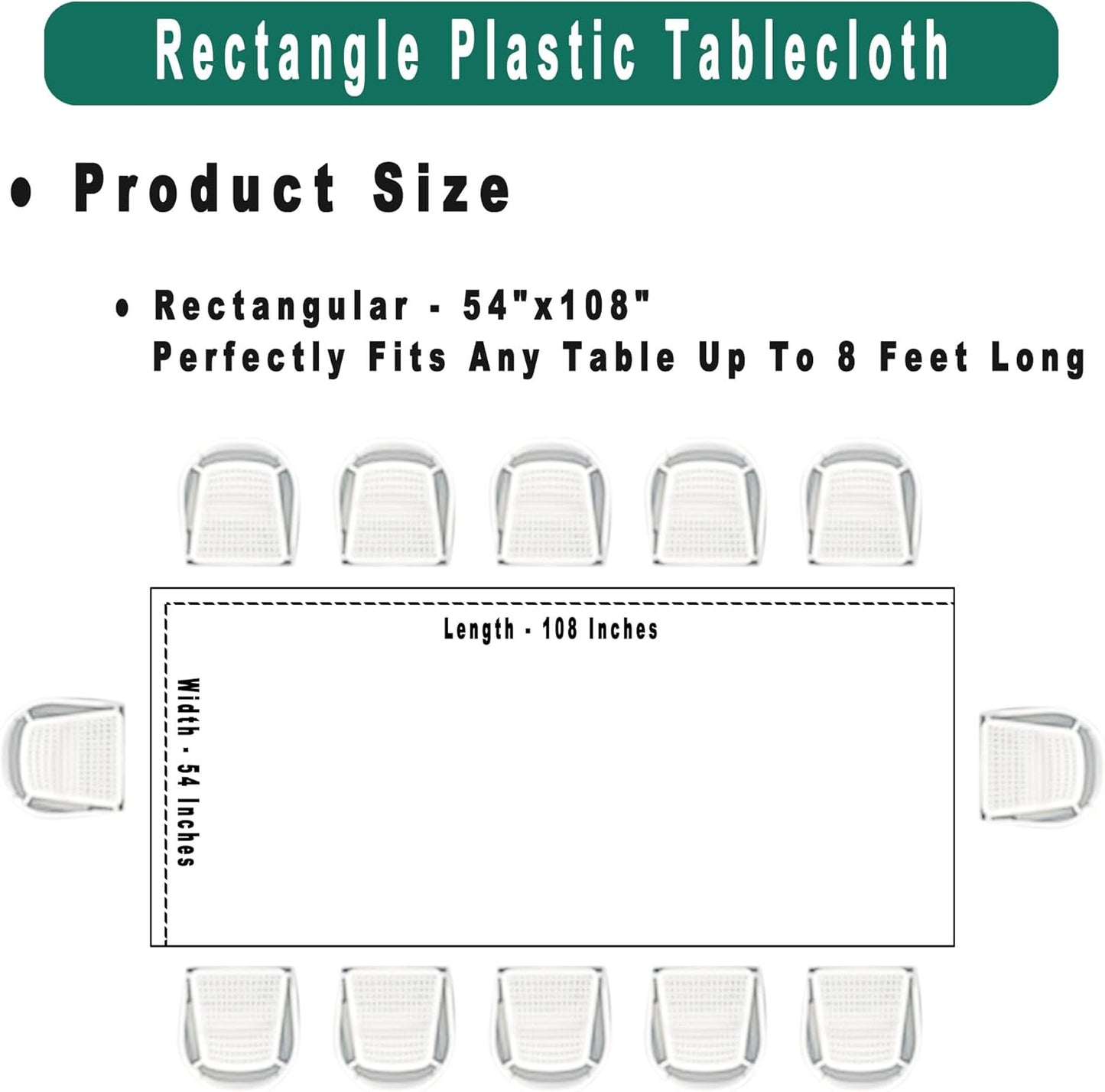 PARTY ULYJA White Plastic Tablecloths 2 Pack Disposable Table Covers 54 x 108 Inch Bridal Shower PEVA Vinyl Table Cloths for Picnic Birthday Wedding Banquet Parties 8 ft Rectangle Table Use