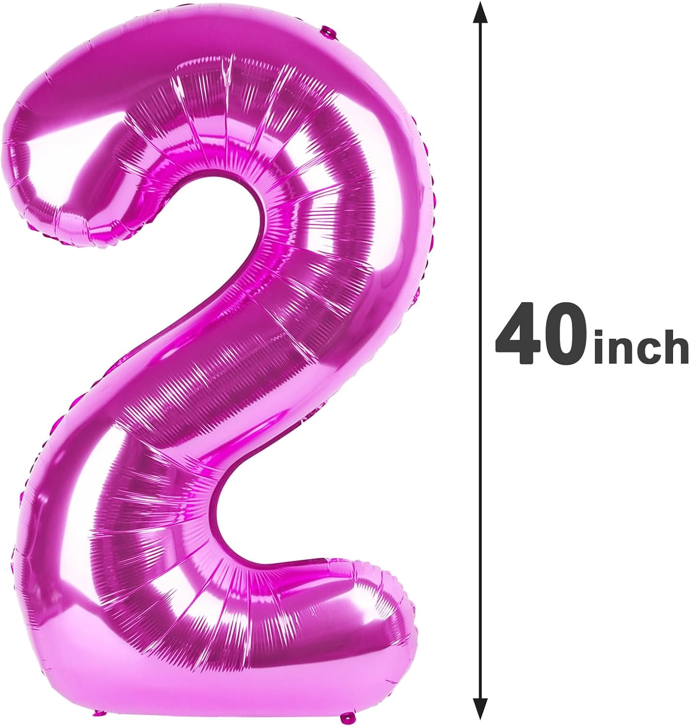Rosy Purple 40 Inch Big Number Balloon Birthday Decoration, Number 2 Helium Balloon 12 20 22 23 24 26 2026 New Years Celebration, Boy Girl Baby Anniversary Party Graduations Supplies Decorations