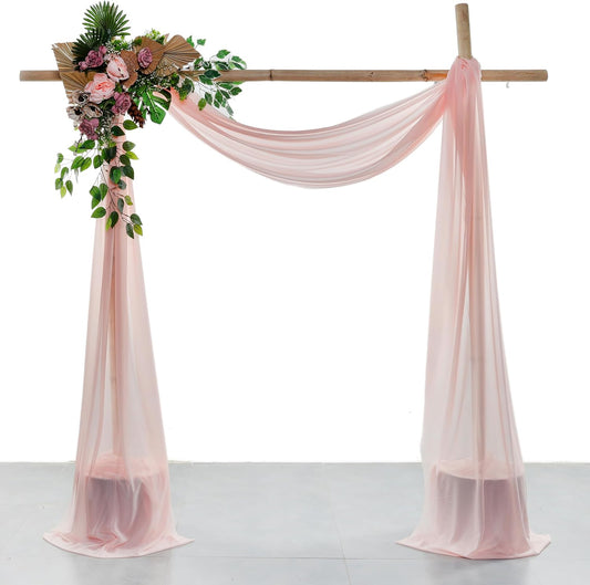 VDS Pack of 1 Panel (30 Inch X 30 Feet) Wedding Arch Draping Fabric Sheer Chiffon Fabric Drapery for Wedding Ceremony Reception Swag Backdrop Canopy Chuppah ARBO Altars Decoration (Dusty Rose)