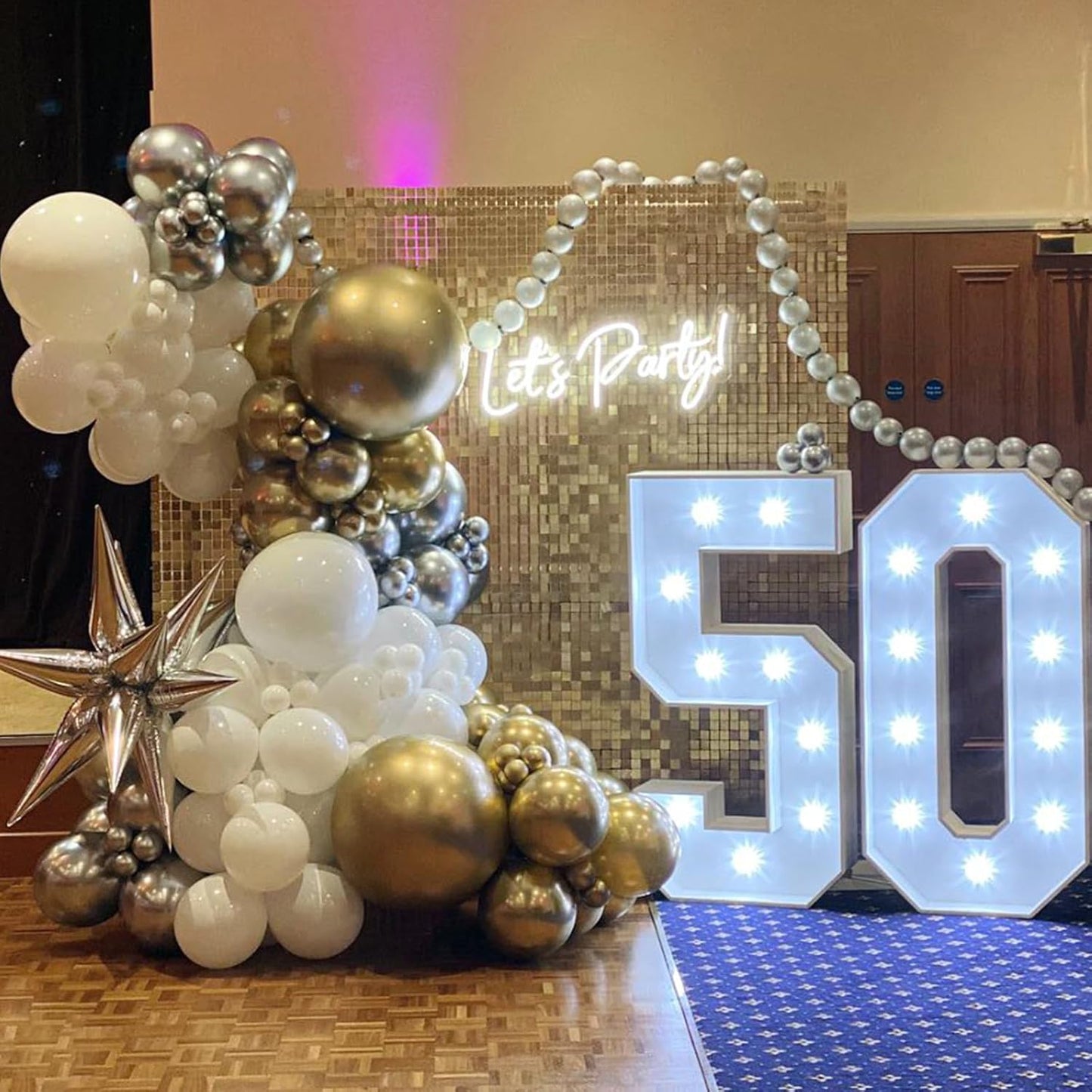 Paready Gold and Silver Latex Balloons, 60 Pcs 12 Inch Metallic Gold Silver and White Confetti Balloons for Birthday Baby Shower Engagement Anniversary Wedding Bridal Shower Graduation Decoration