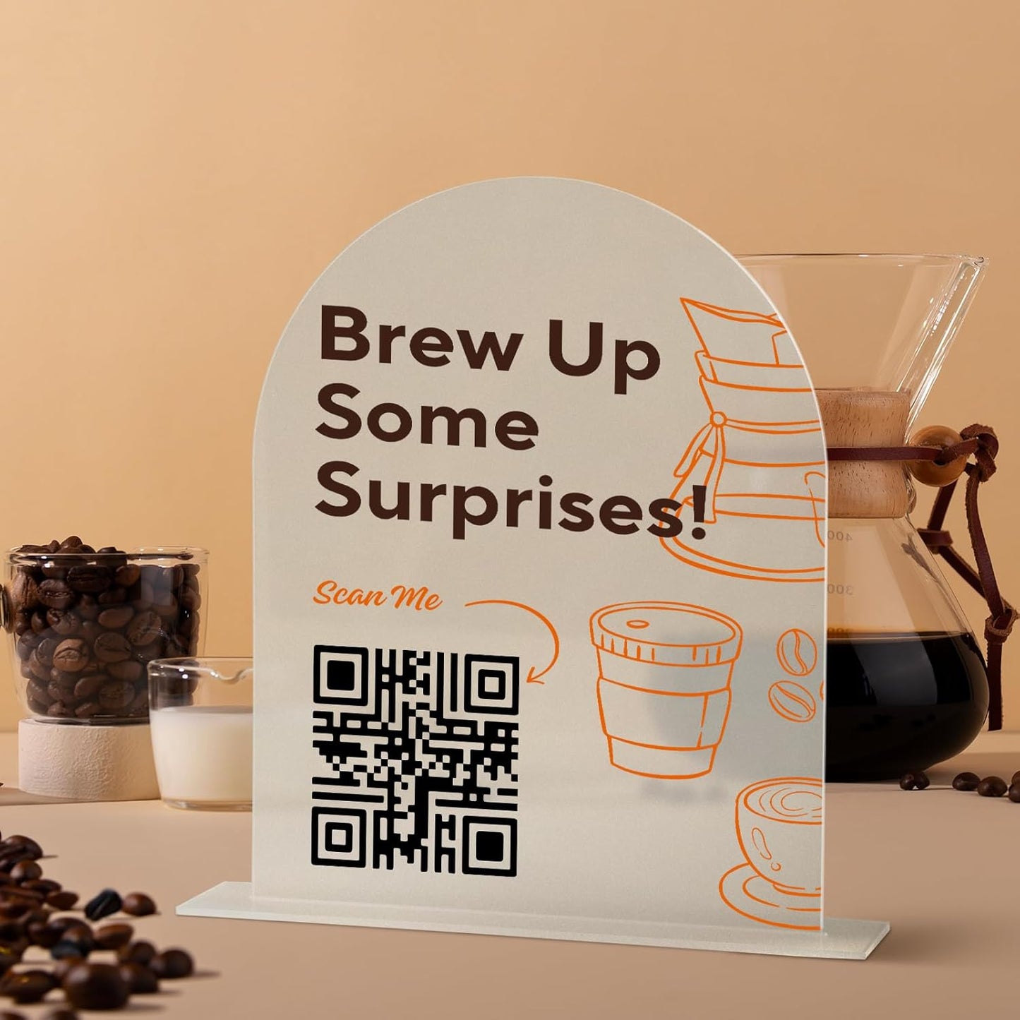 UNIQOOO 10 Pack Acrylic 8x10 Frosted Arch Table Sign for Wedding with Holders, 1/8 in Thick, DIY Blank Arch Sign Sheet Perfect for Decoration, Party,Anniversary, Event, Stand Included