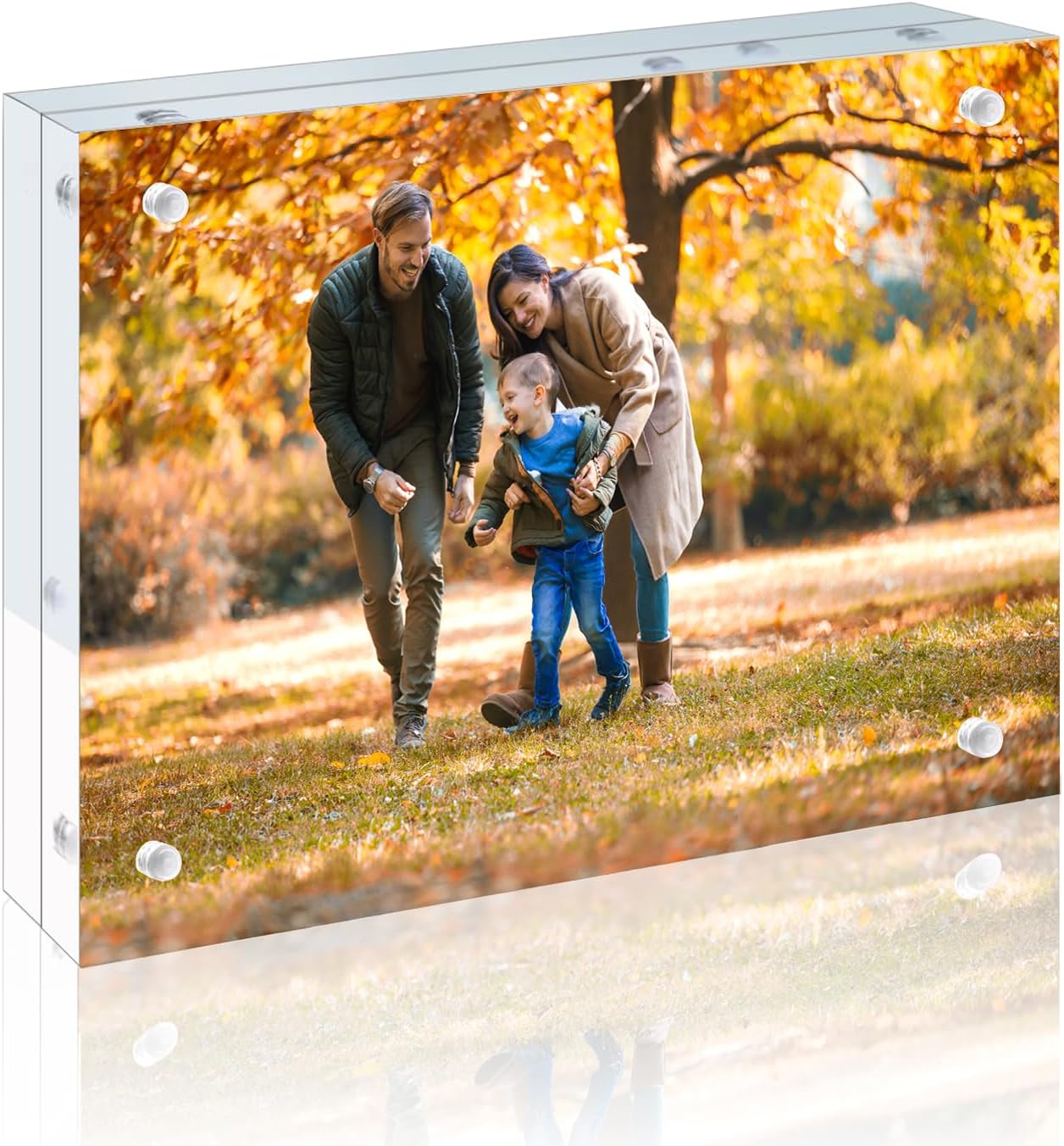 1 Pack 8x10 Acrylic Picture Frames - 20% Thicker Double Sided Magnetic Frame with UV Protection - Freestanding Clear Frameless Display for Tabletops - Modern Photo Frame Set for Home & Office Decor