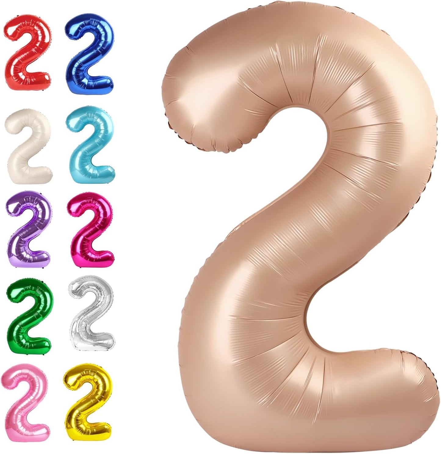 Big 40 Inch Light Brown 2 Number Balloon Birthday Decoration, 2026 Light Brown Number 2 Helium Balloons 12 20 22 23 24 26 28 32 42 Celebration, Boy Girl Baby Anniversary Party Graduations Supplies