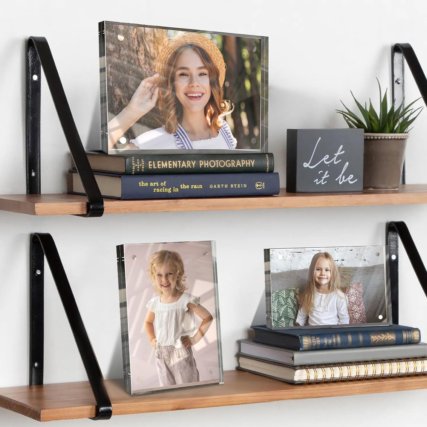 4x6 Inches Acrylic Picture Frames 3 Pack, Double Sided Magnetic Photo Frames,Free Standing on Desk or Table Clear Picture Frames