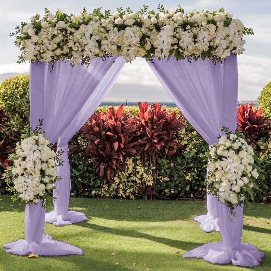 Wedding Arch Draping Fabric 1 Panel 30'' x 18FT Lilac Sheer Chiffon Arch Drapery for Photo Booth Bridal Shower Baby Shower Church Decor Newborn Photography Christening Outdoor Party