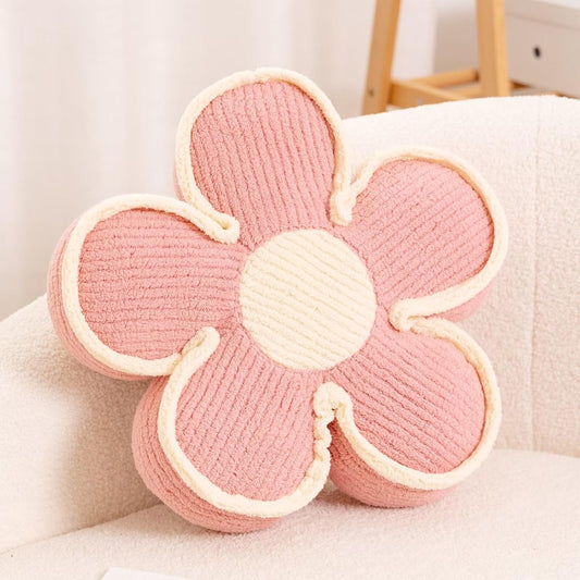 Flower Pillow, Soft Flower Shaped Floor Cushion, Flower Decorative Throw Pillow, Cute Flower Seating Cushion, Flower Room Décor Plush Pillows for Sofa Couch Bed (13.7 Inch, Pink)