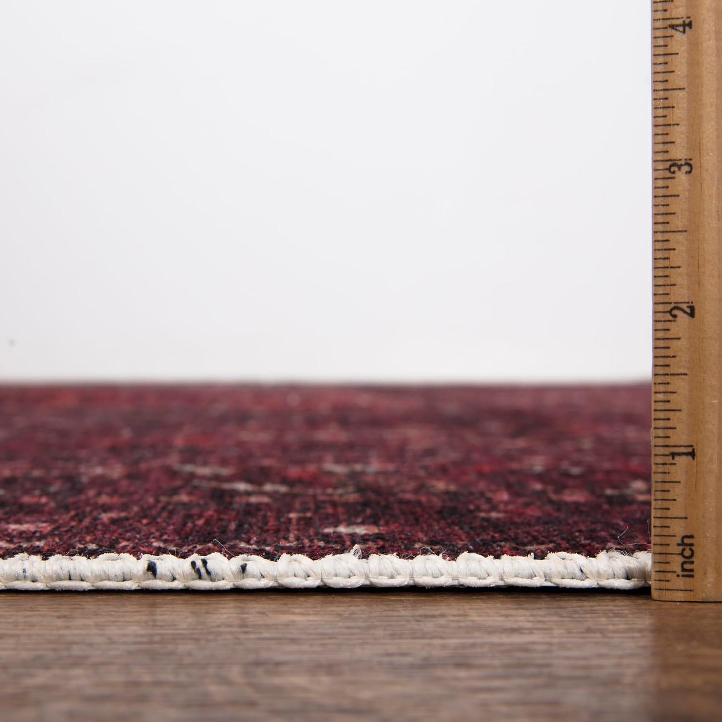 Bloom Rugs Washable Non-Slip 10 ft Runner - Dark Red Traditional Bordered Runner for Entryway, Hallway, Bathroom, and Kitchen - Exact Size: 2.5' x 10'