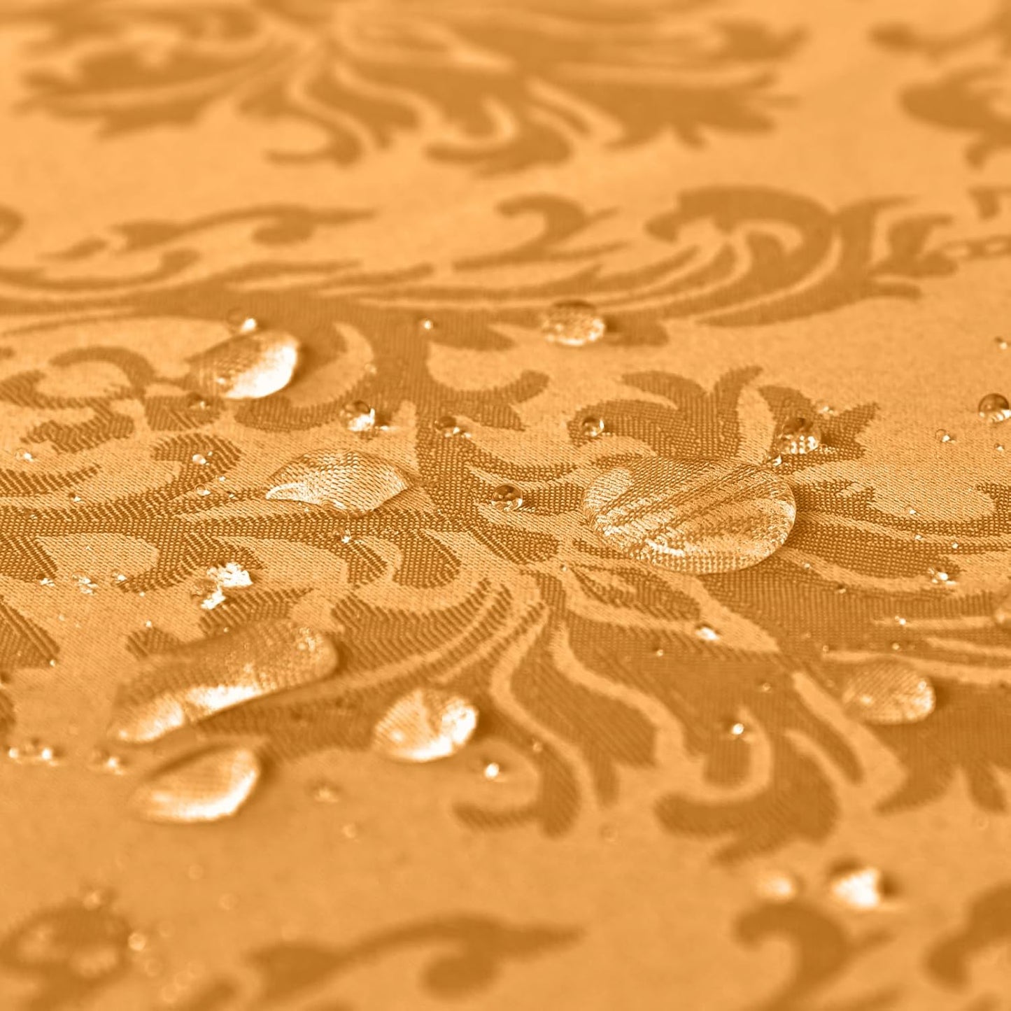 SASTYBALE Amber Rectangle Jacquard Tablecloth, Spill Wrinkle Proof Damask Table Cloth for Rectangle Tables, Rectangular Harvest Fall Inddor Outdoor Tablecloths, 60x 120 Inch Amber