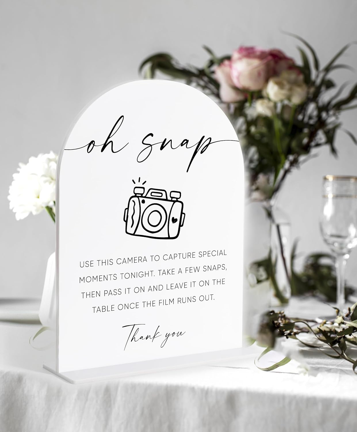 Disposable Cameras for Weddings Sign, White Arch Acrylic Sign, Wedding Reception Decorations, Bridal Shower Decor, Engagement Party Decor, Centerpiece Table Decorations Party for Bride and Groom-23