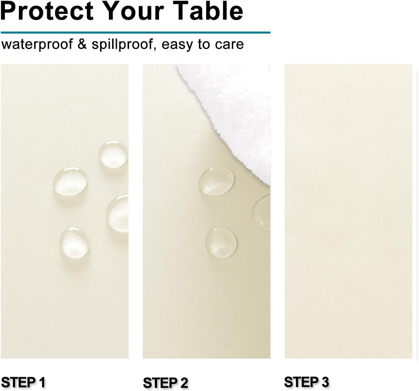 Hiasan Champagne Rectangle Tablecloth - Waterproof Washable Polyester Fabric Table Cloth for Buffect Dining Birthday Party, 54 x 80 Inch